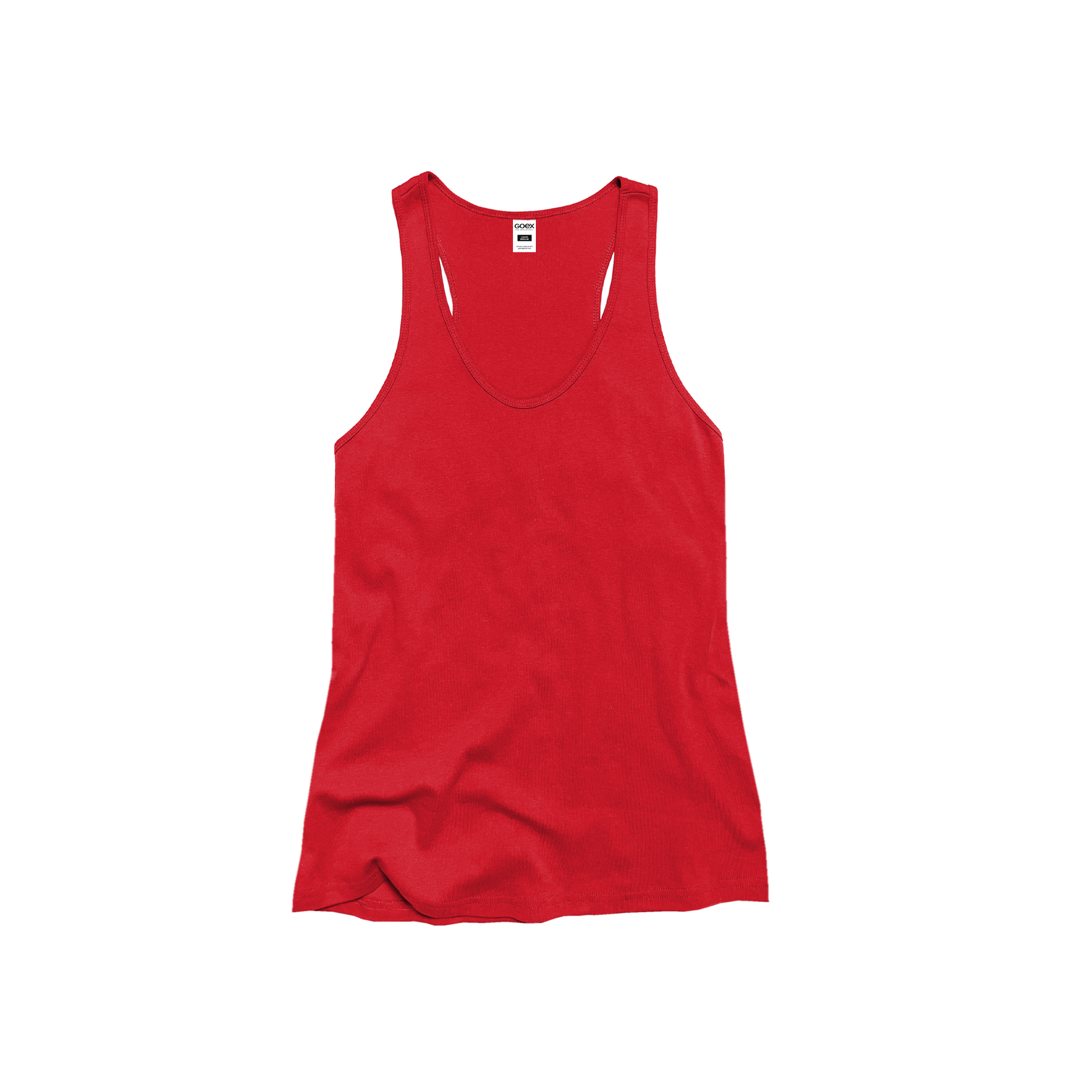 Front Flat Lay of GOEX Ladies Cotton Rib Tank in Red