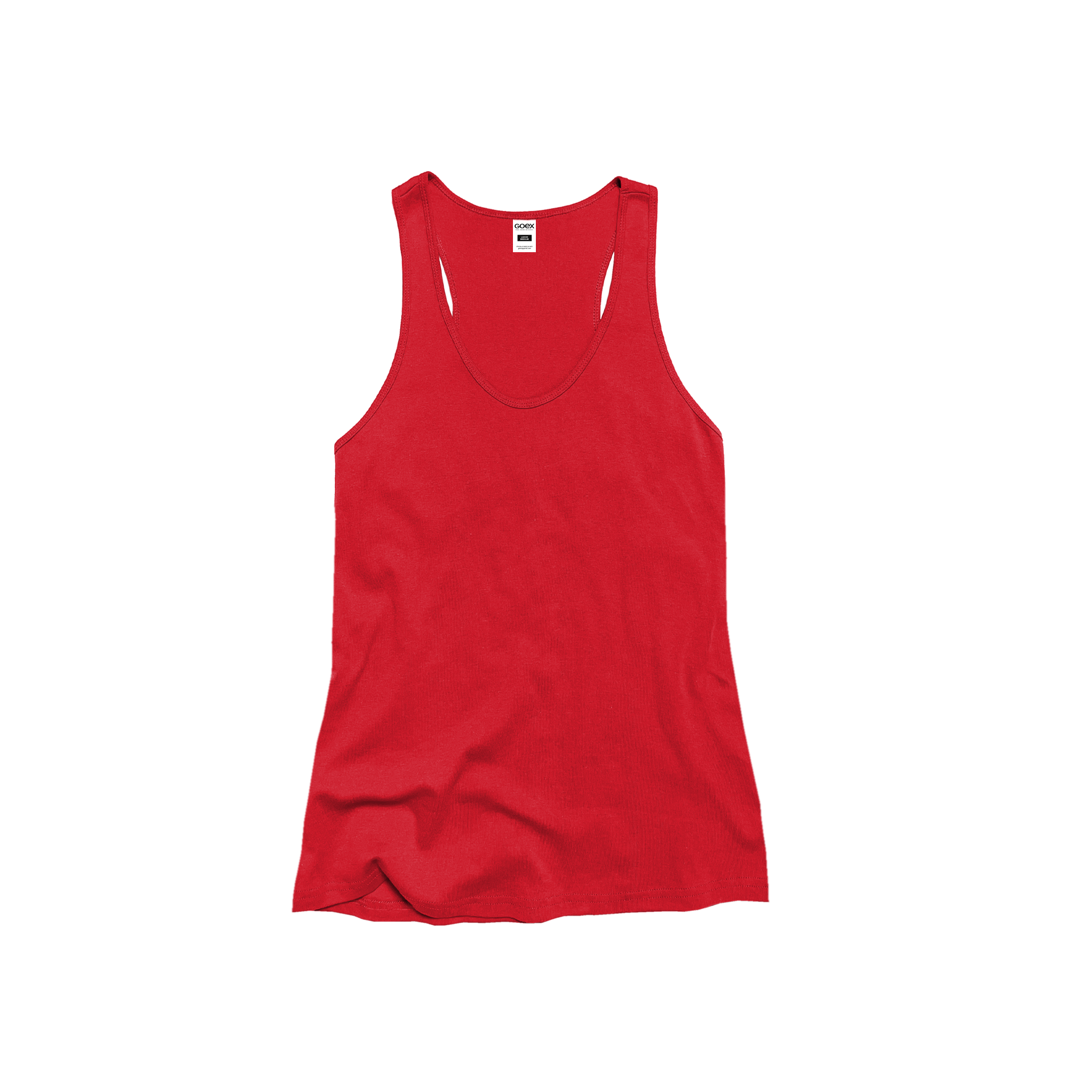 Front Flat Lay of GOEX Ladies Cotton Rib Tank in Red
