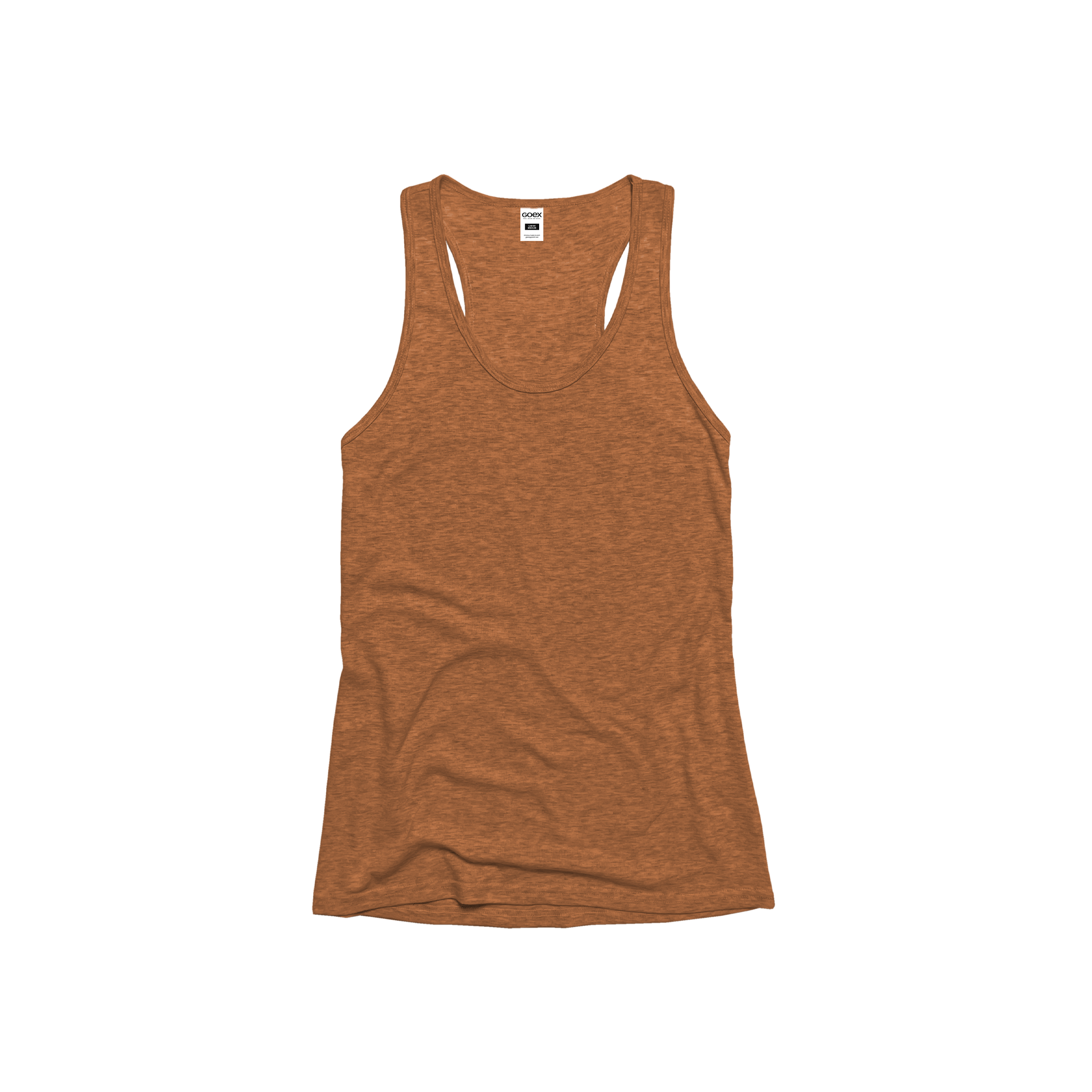 Front Flat Lay of GOEX Ladies Eco Triblend Rib Tank in Amber