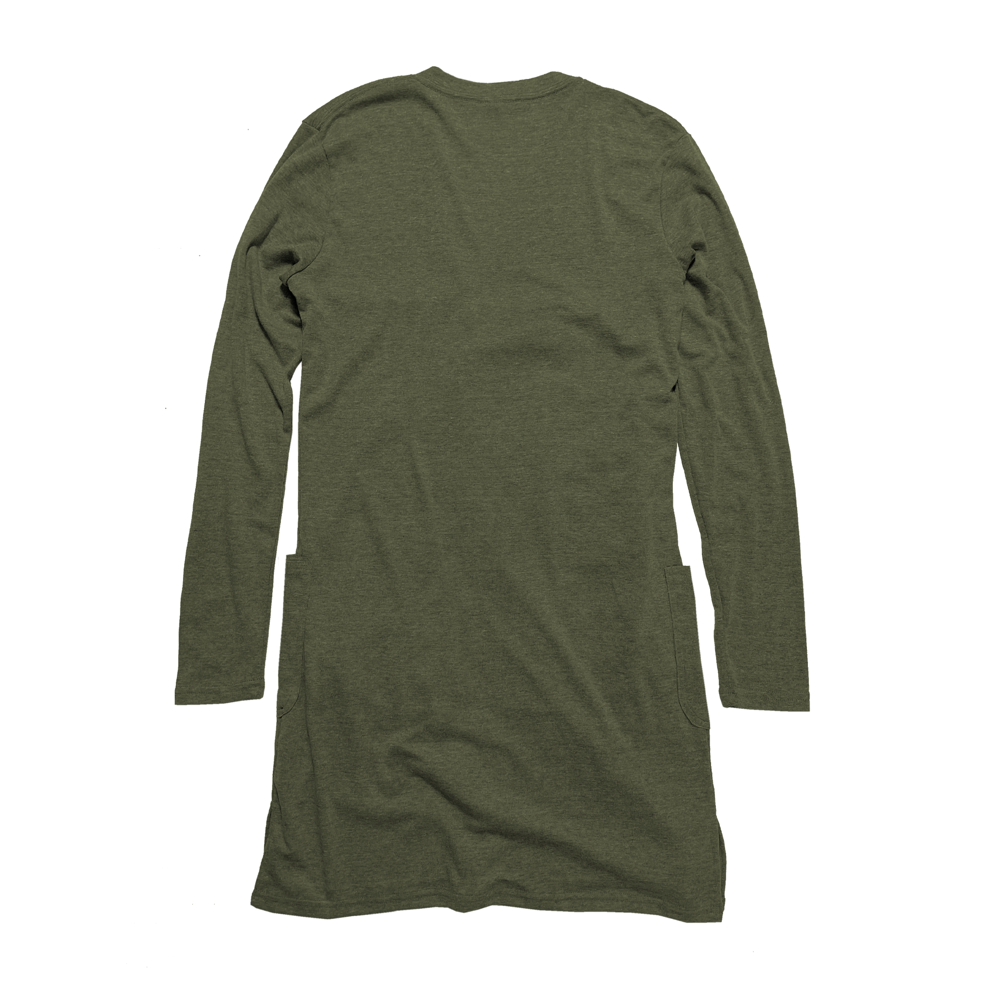 Back Flat Lay of GOEX Ladies Eco Triblend Rib Cardigan in Olive
