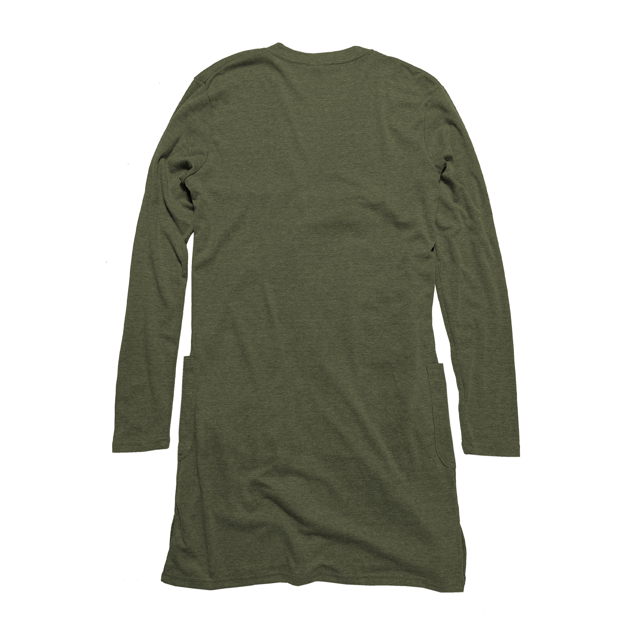 Back Flat Lay of GOEX Ladies Eco Triblend Rib Cardigan in Olive