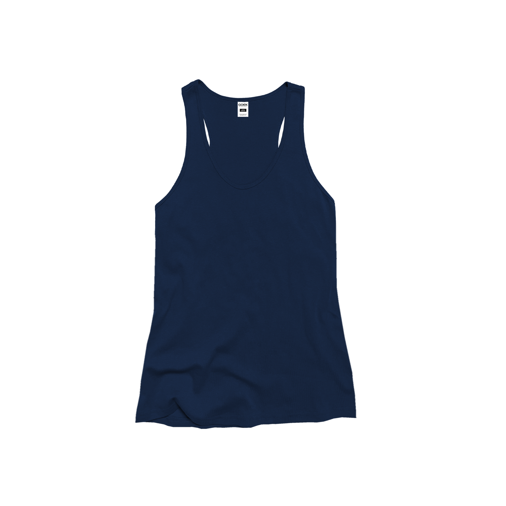 Front Flat Lay of GOEX Ladies Cotton Rib Tank in Navy