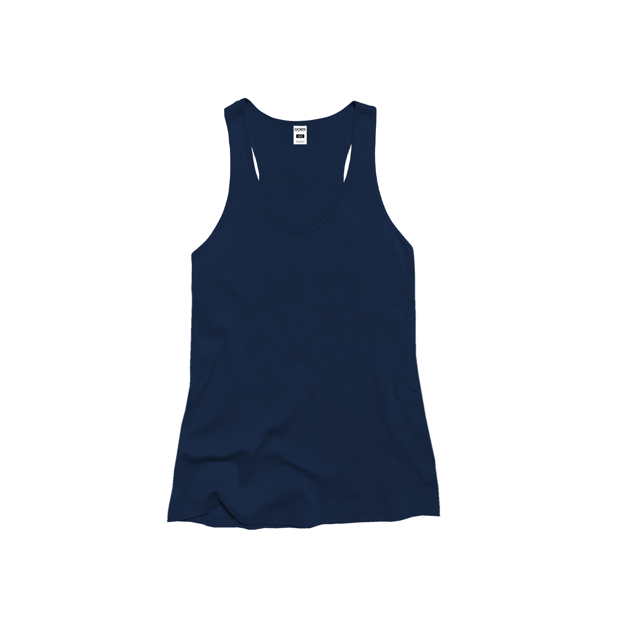 Front Flat Lay of GOEX Ladies Cotton Rib Tank in Navy