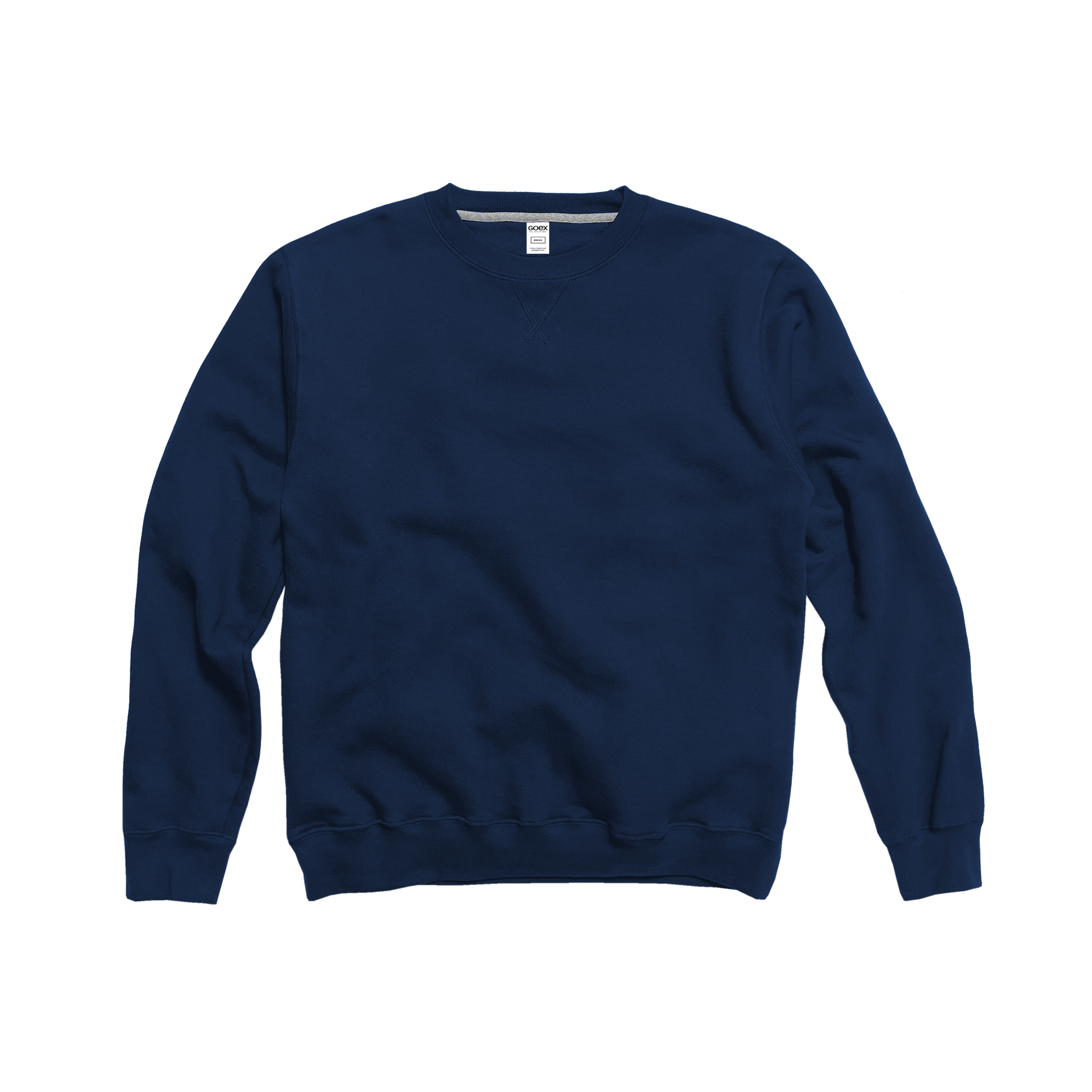 Front Flat Lay of GOEX Unisex and Men's Fleece Crew in Navy