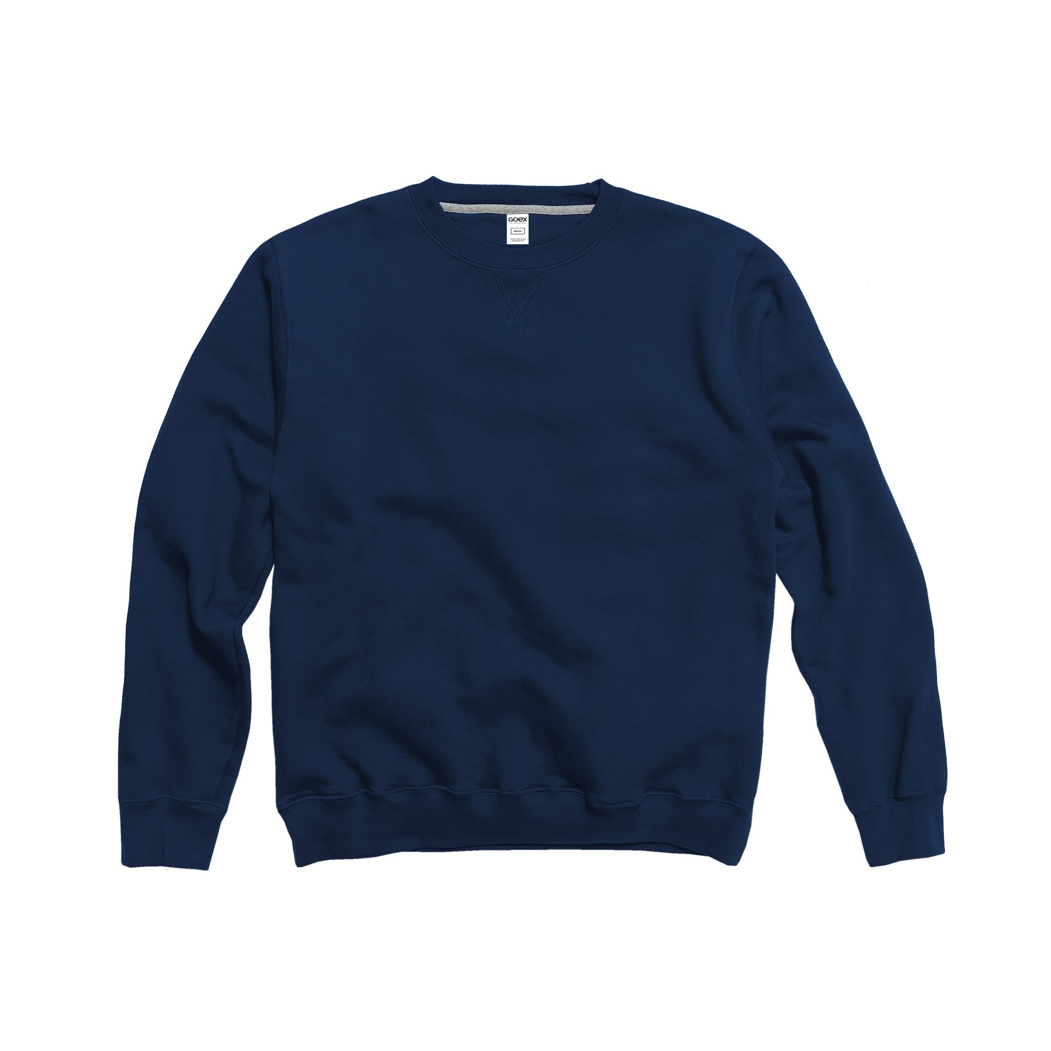 Front Flat Lay of GOEX Unisex and Men's Fleece Crew in Navy