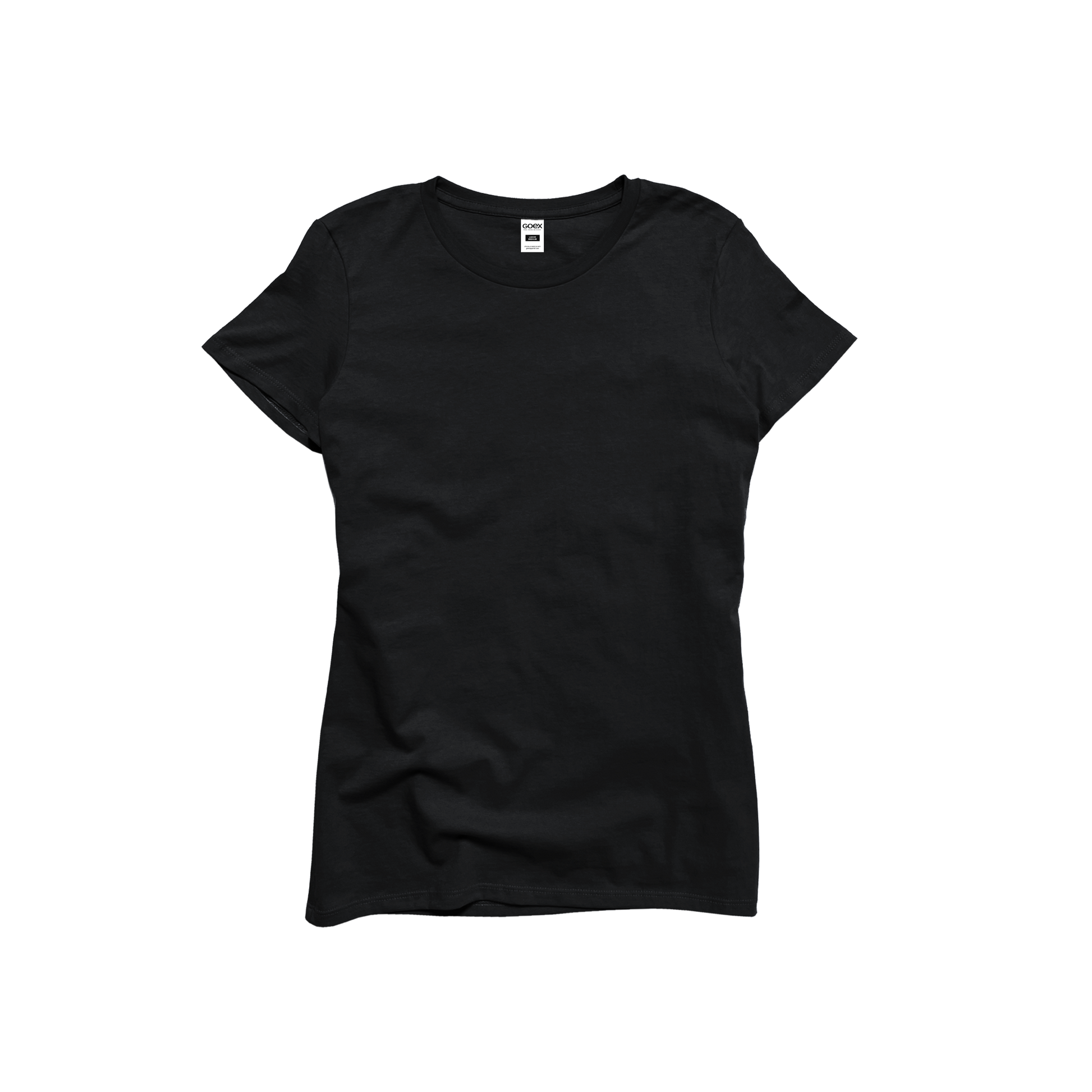 Front Flat lay of GOEX Ladies Cotton Tee in Black