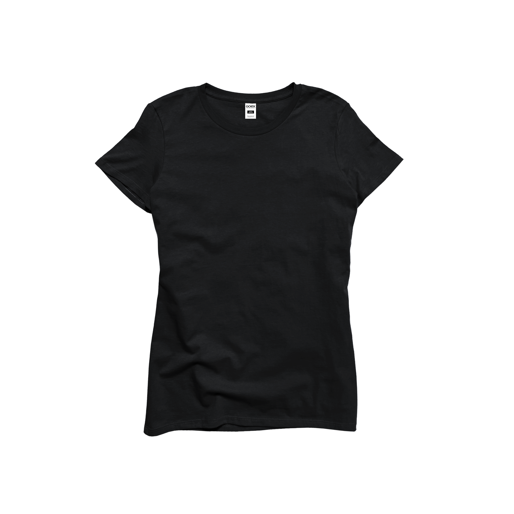 Front Flat lay of GOEX Ladies Cotton Tee in Black