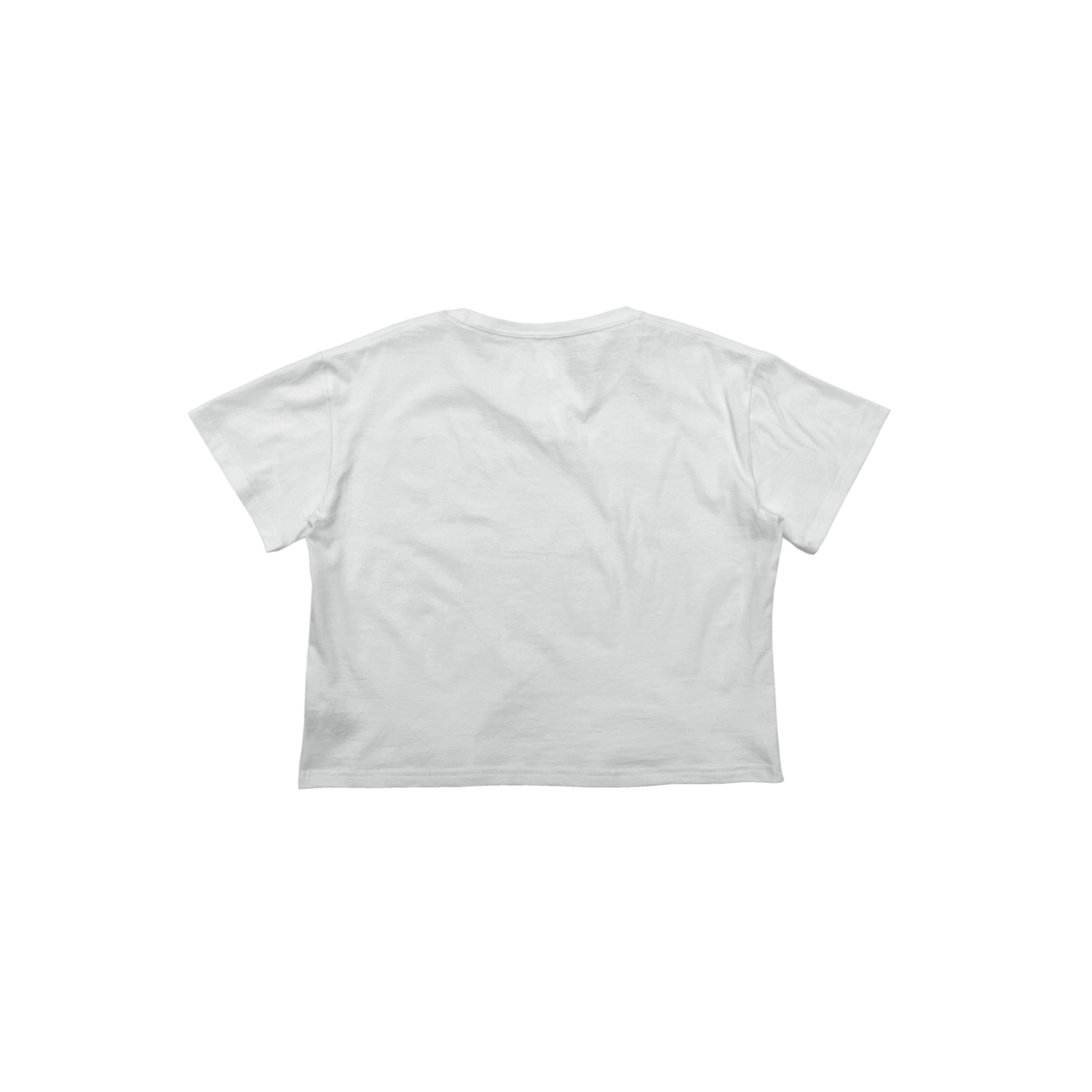 Back Flat Lay of GOEX Ladies Cotton Crop Tee in White