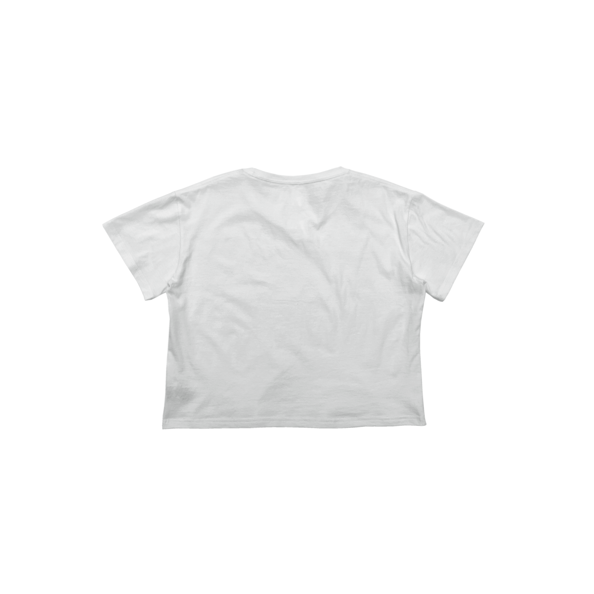 Back Flat Lay of GOEX Ladies Cotton Crop Tee in White