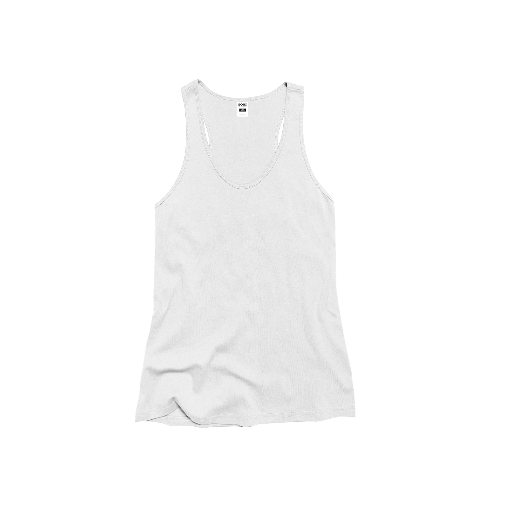 Front Flat Lay of GOEX Ladies Cotton Rib Tank in White