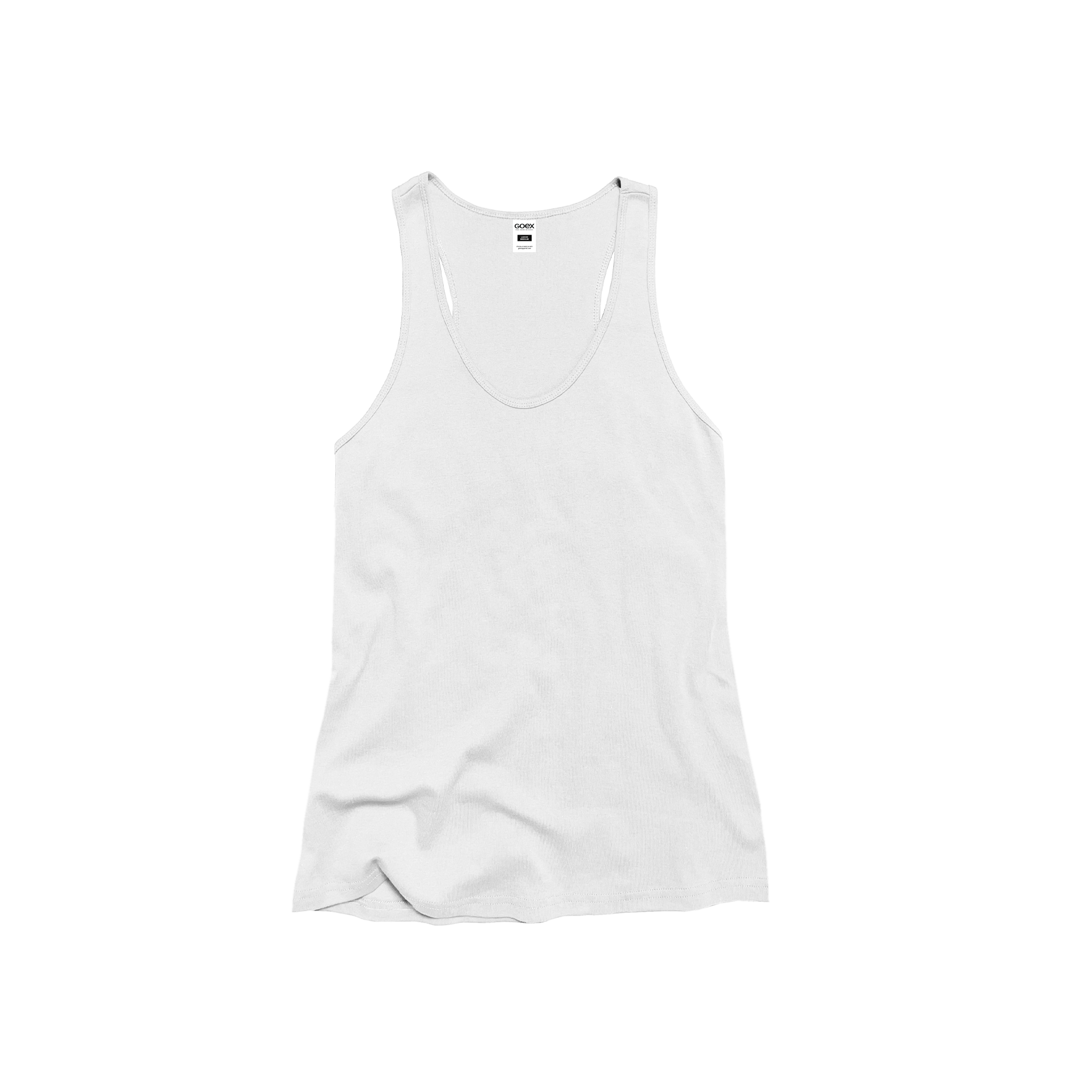 Front Flat Lay of GOEX Ladies Cotton Rib Tank in White