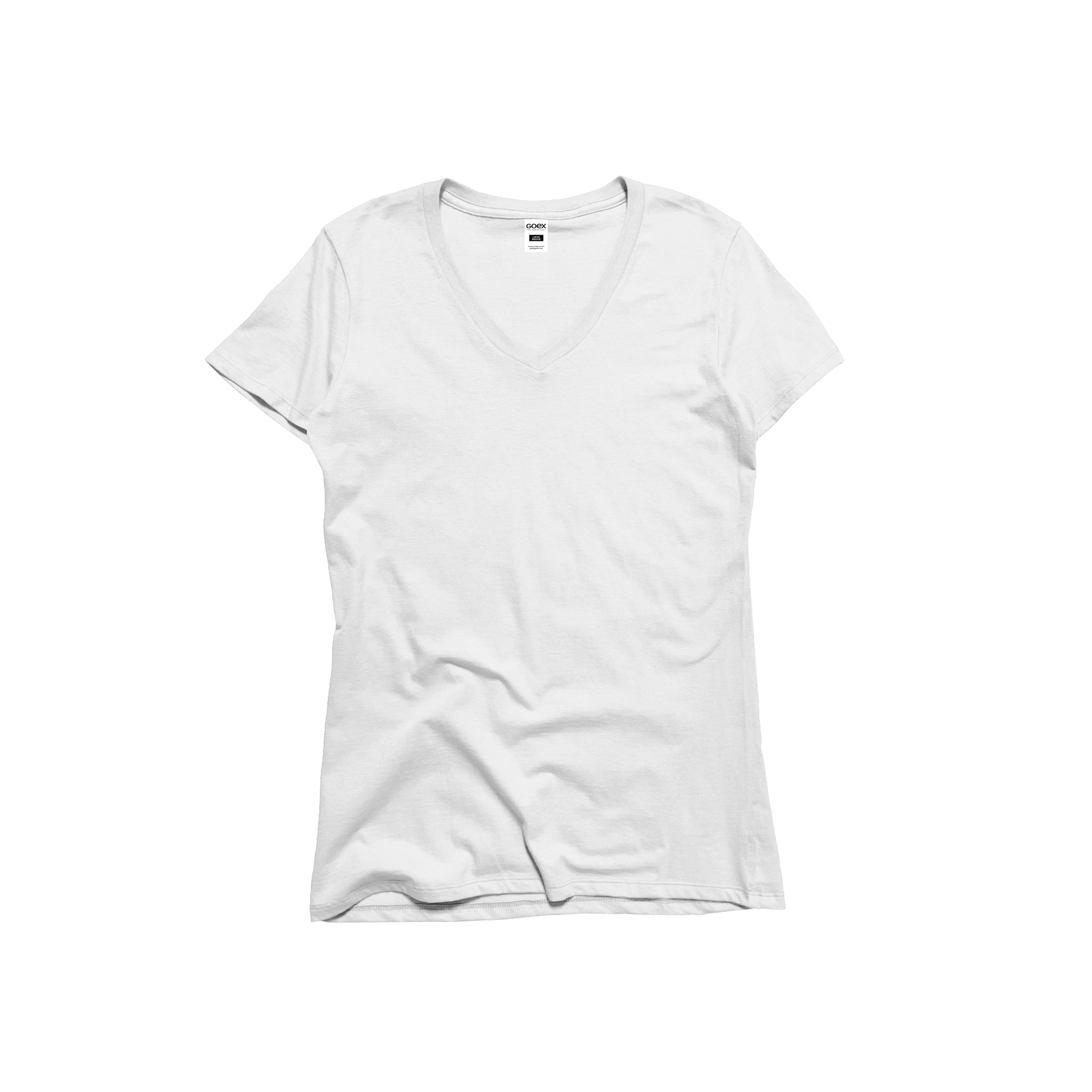 Front Flat Lay of GOEX Ladies Cotton V Neck in White