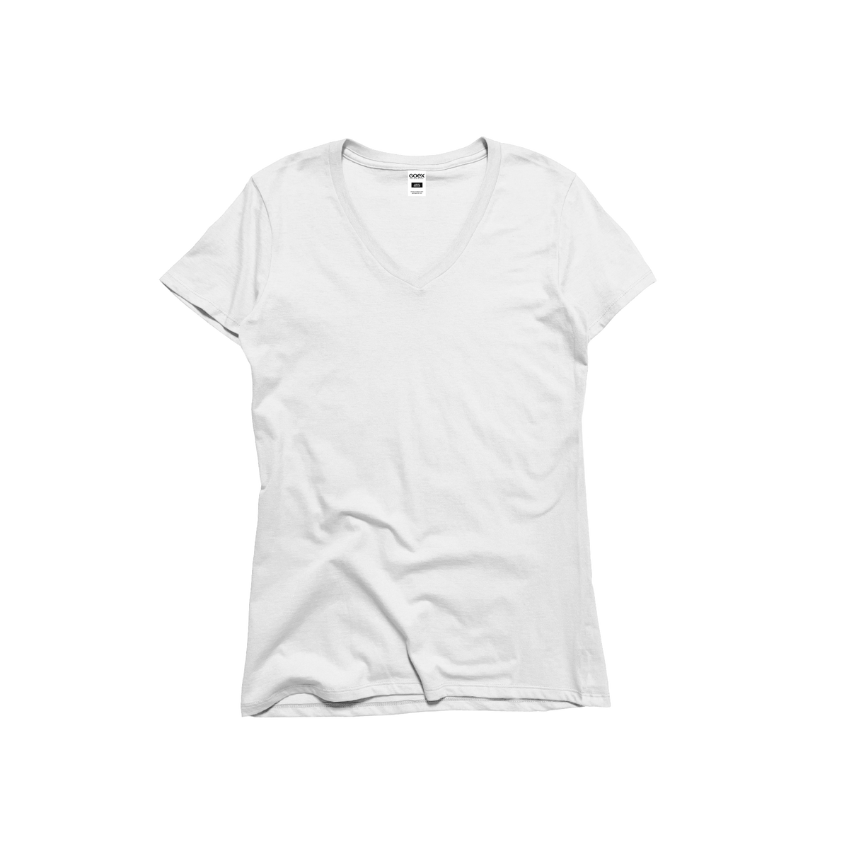 Front Flat Lay of GOEX Ladies Cotton V Neck in White