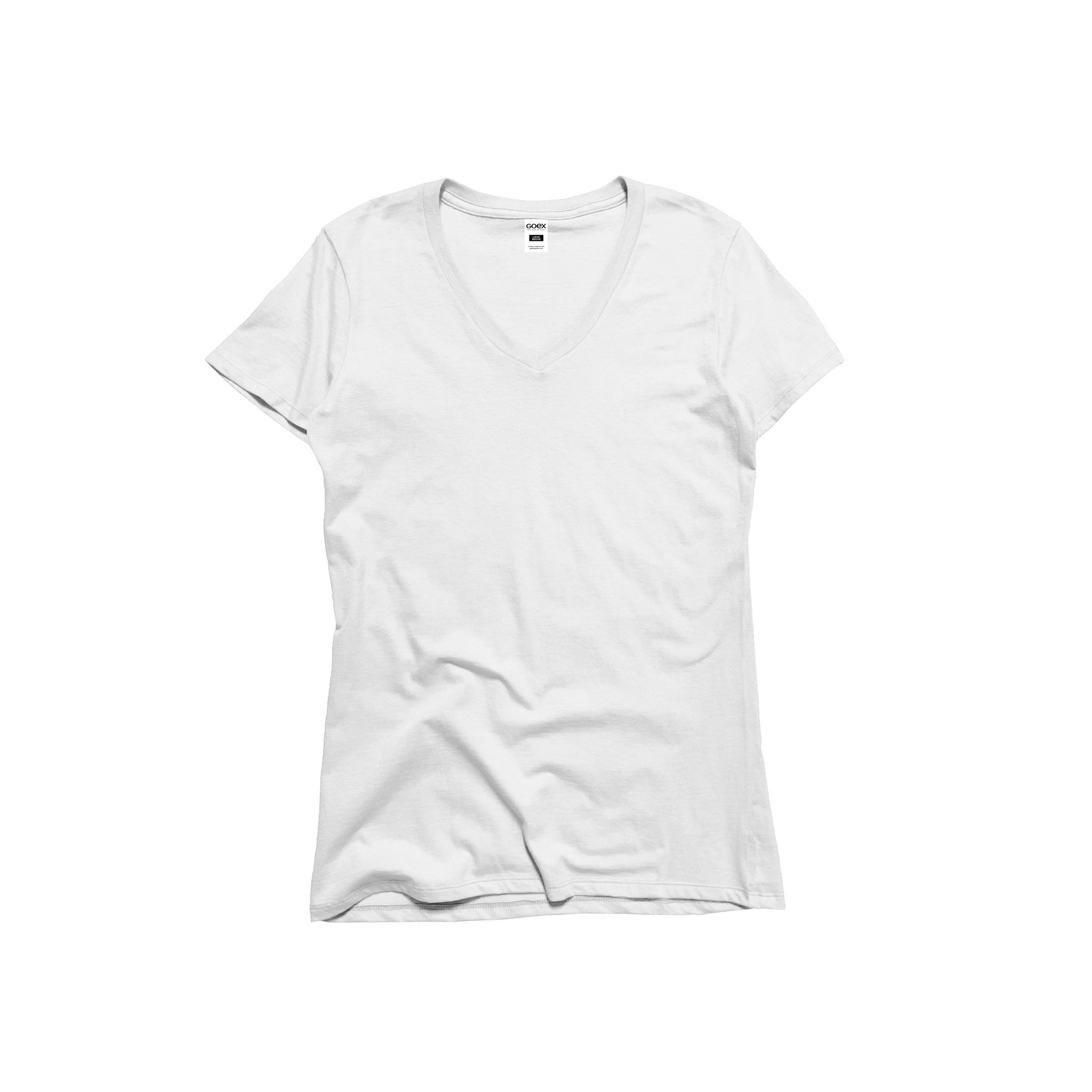 Front Flat Lay of GOEX Ladies Cotton V Neck in White