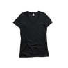 Front Flat Lay of GOEX Ladies Cotton V Neck Tee in Black