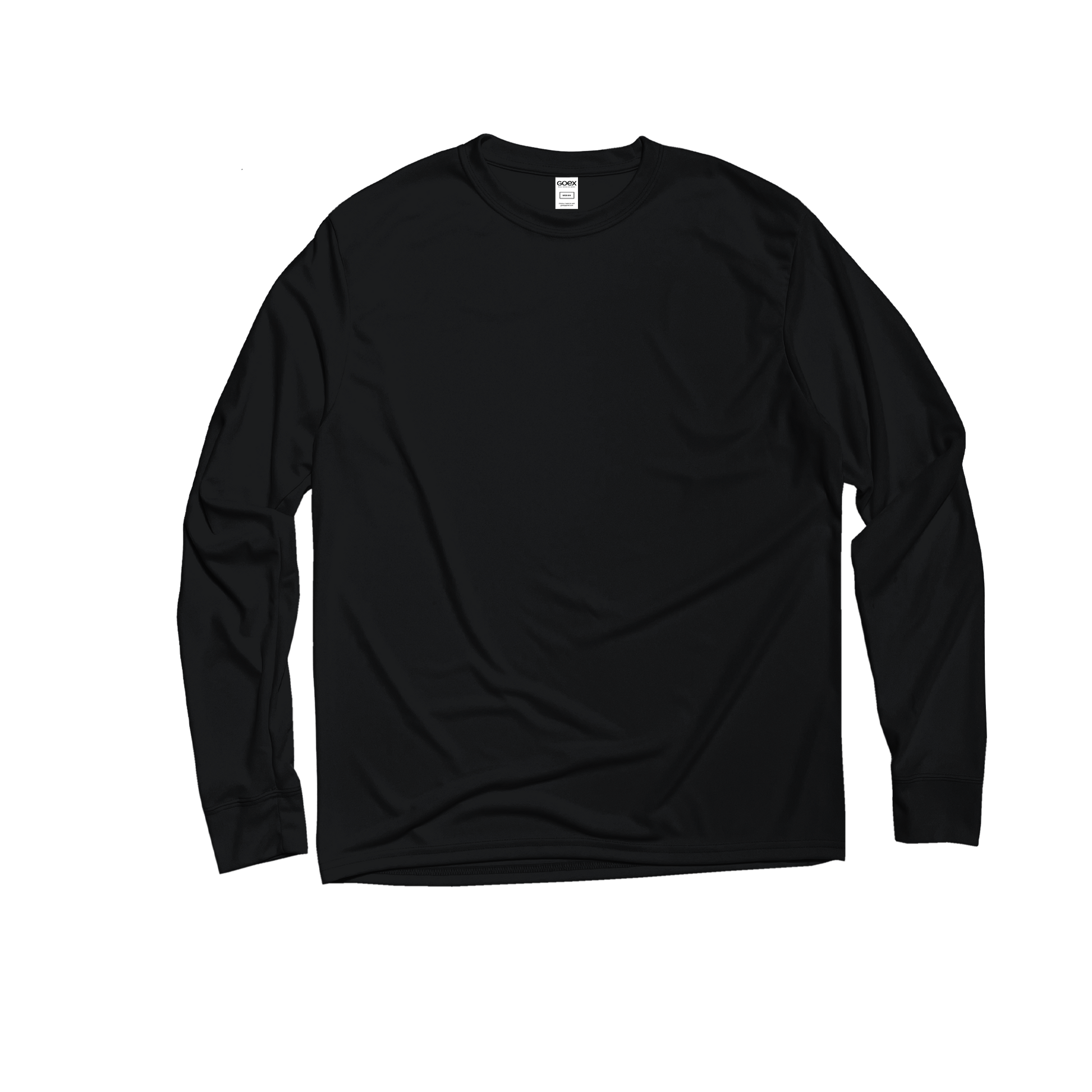 Front Flat Lay of GOEX Unisex and Men's Eco Poly LS Tee in Black