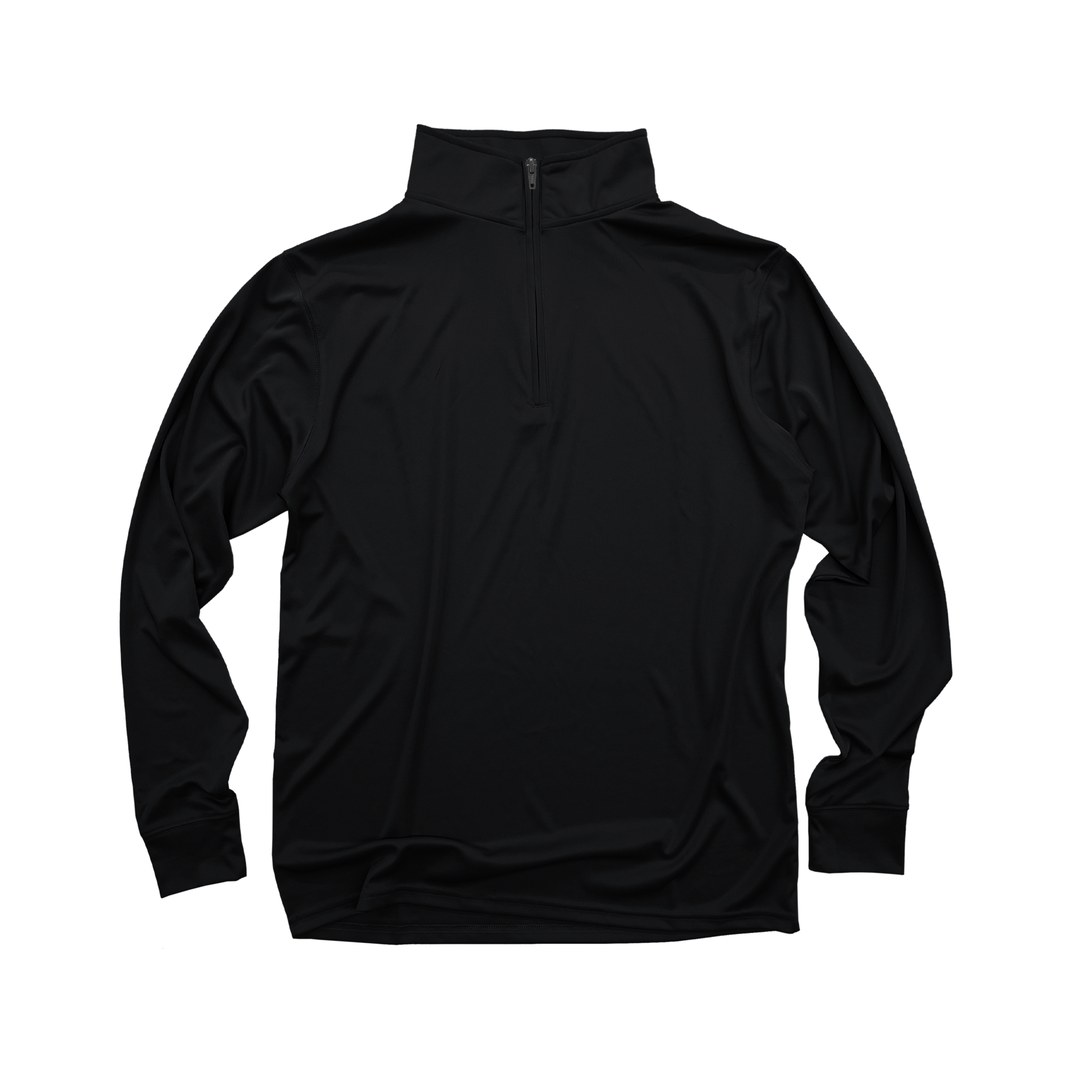 Front Flat Lay of GOEX Unisex and Men's Eco Poly 1/4 Zip in Black