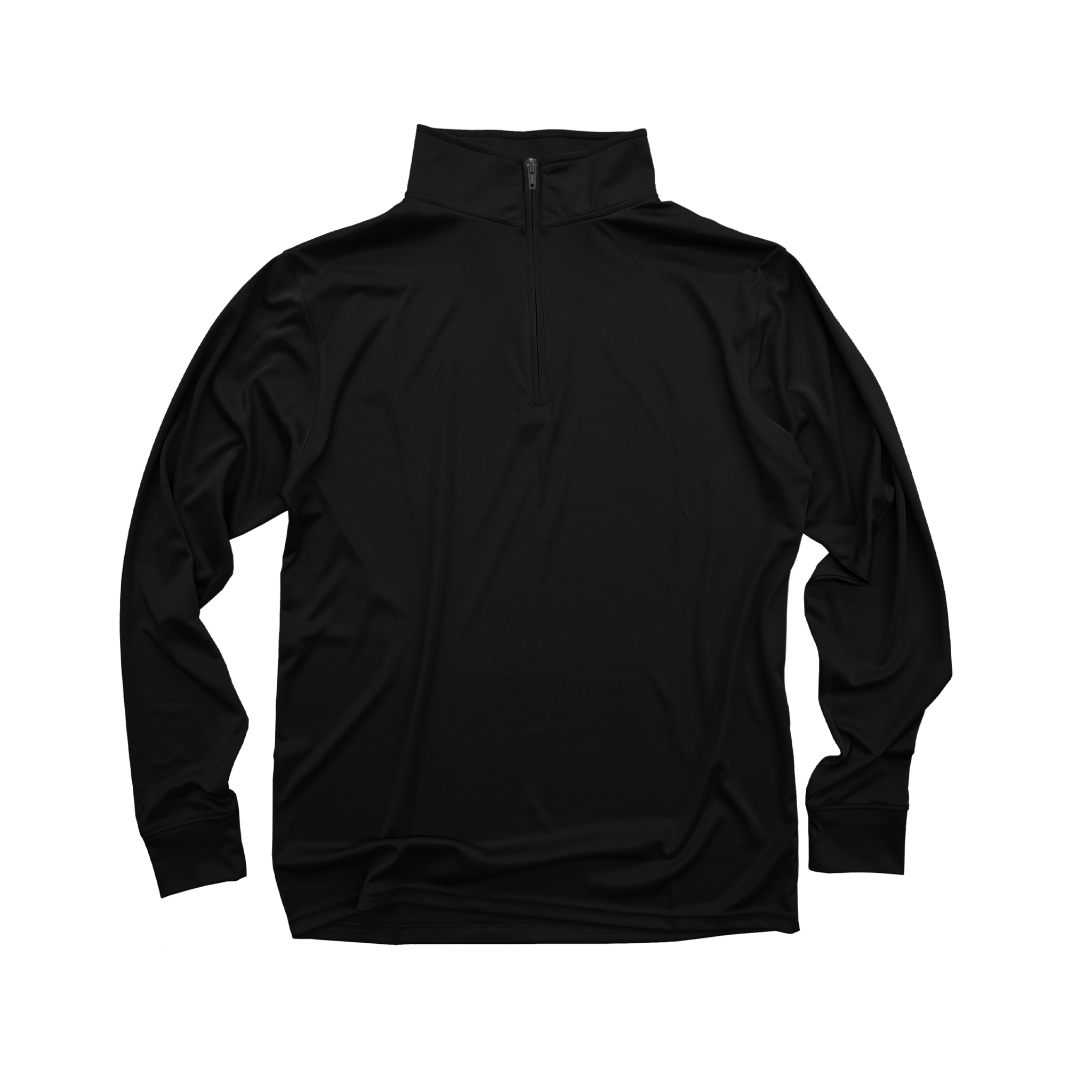 Front Flat Lay of GOEX Unisex and Men's Eco Poly 1/4 Zip in Black
