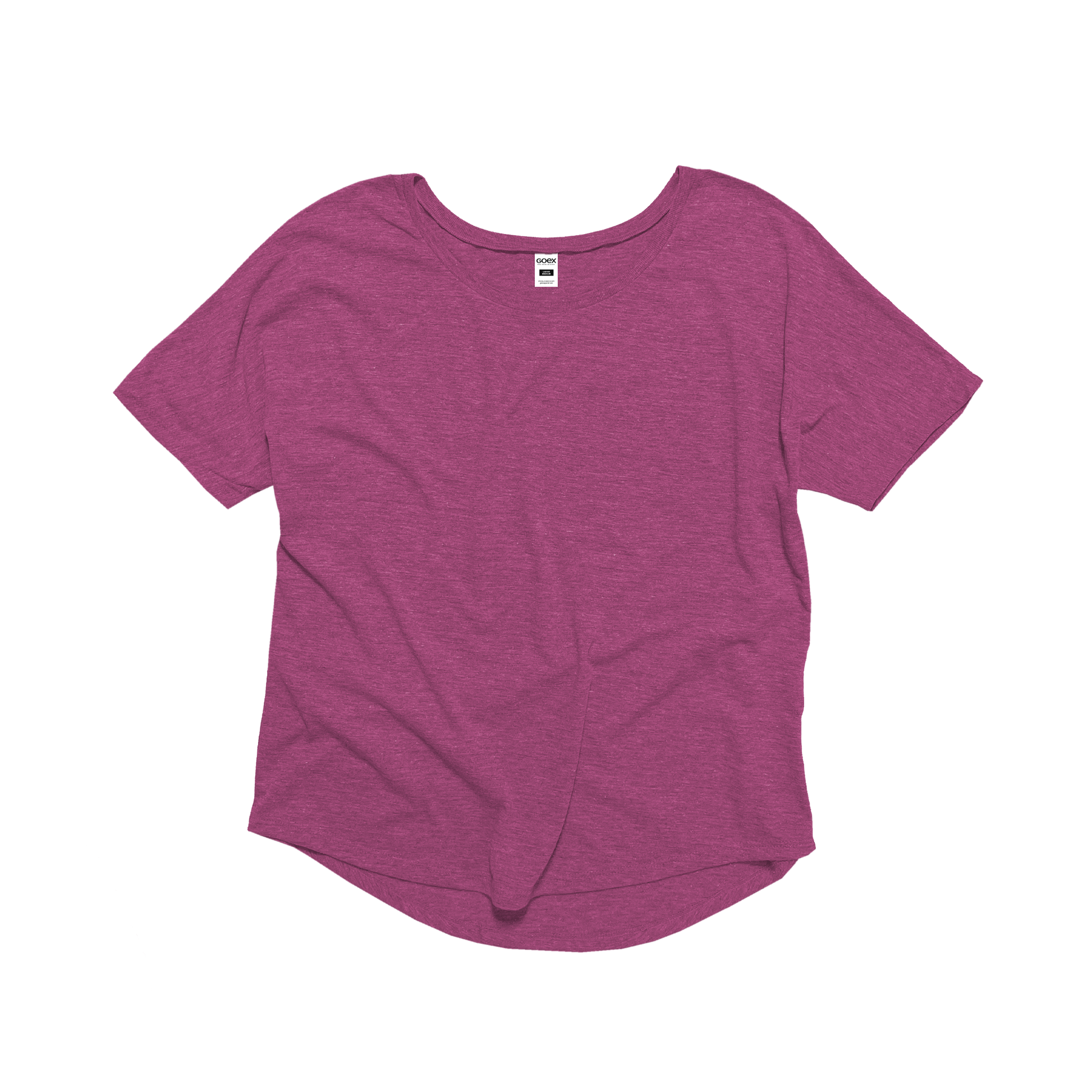 Front Flat Lay of GOEX Ladies Eco Triblend Flowy Tee in Berry