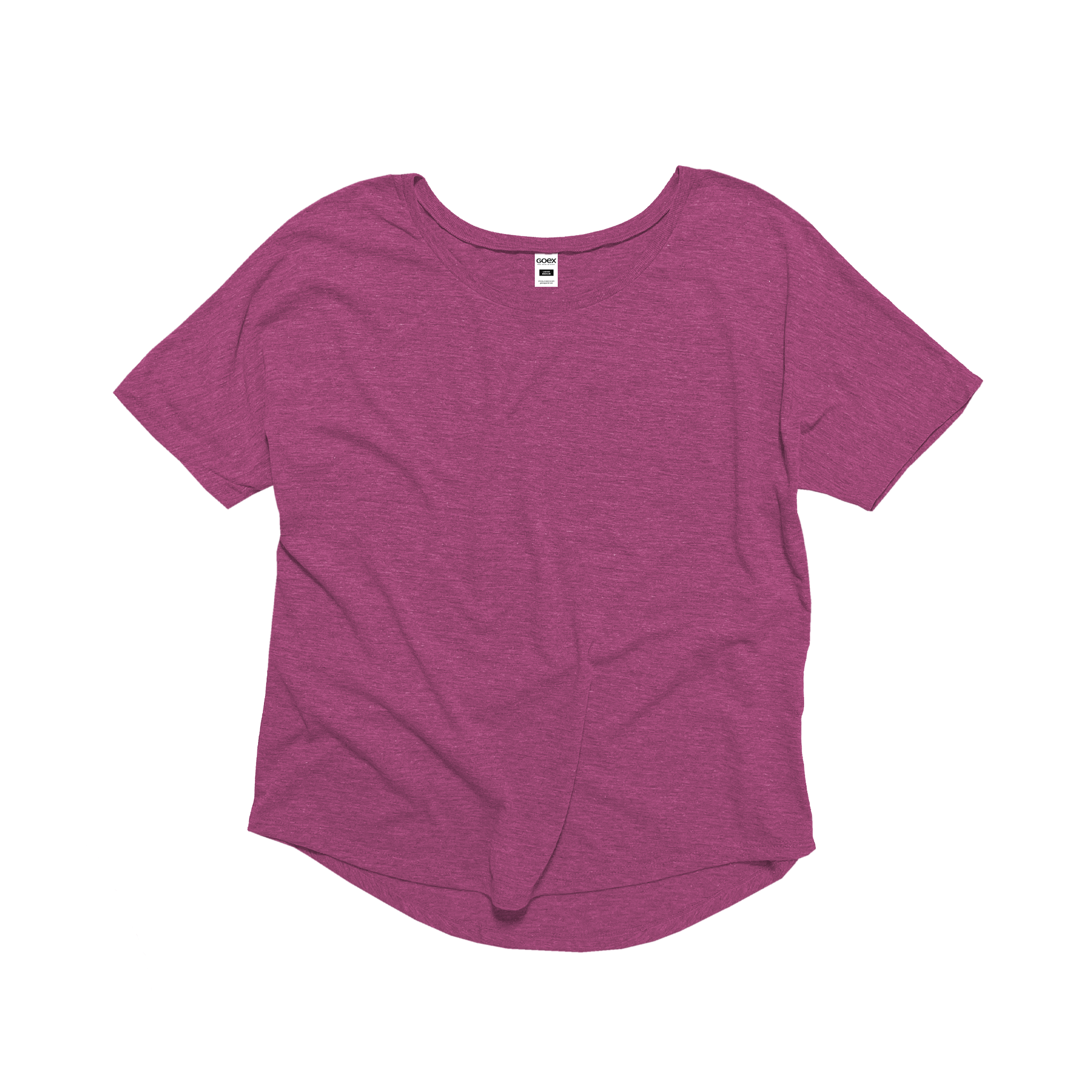 Front Flat Lay of GOEX Ladies Eco Triblend Flowy Tee in Berry