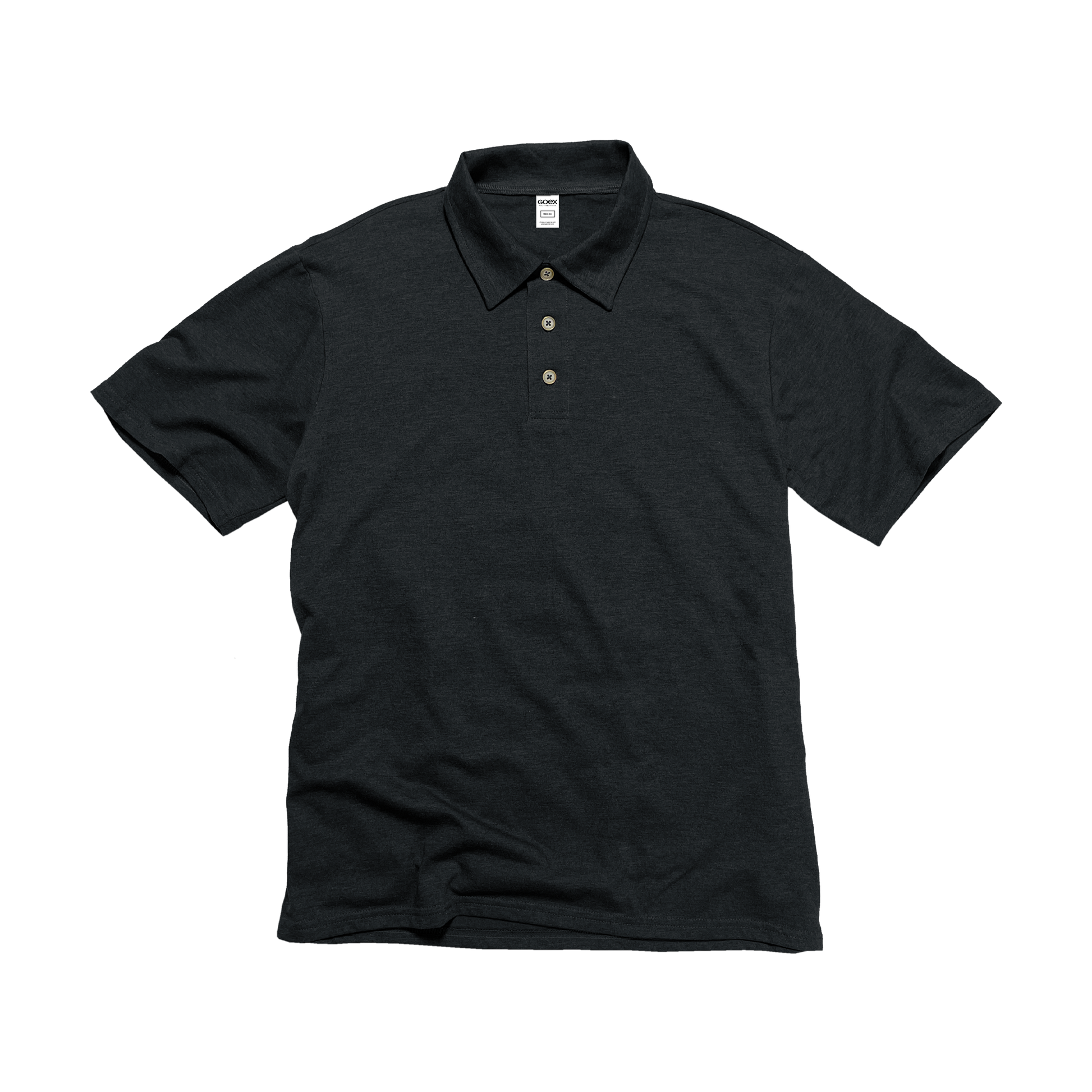 Front Flat Lay of GOEX Unisex and Men's Eco Triblend Polo in Charcoal