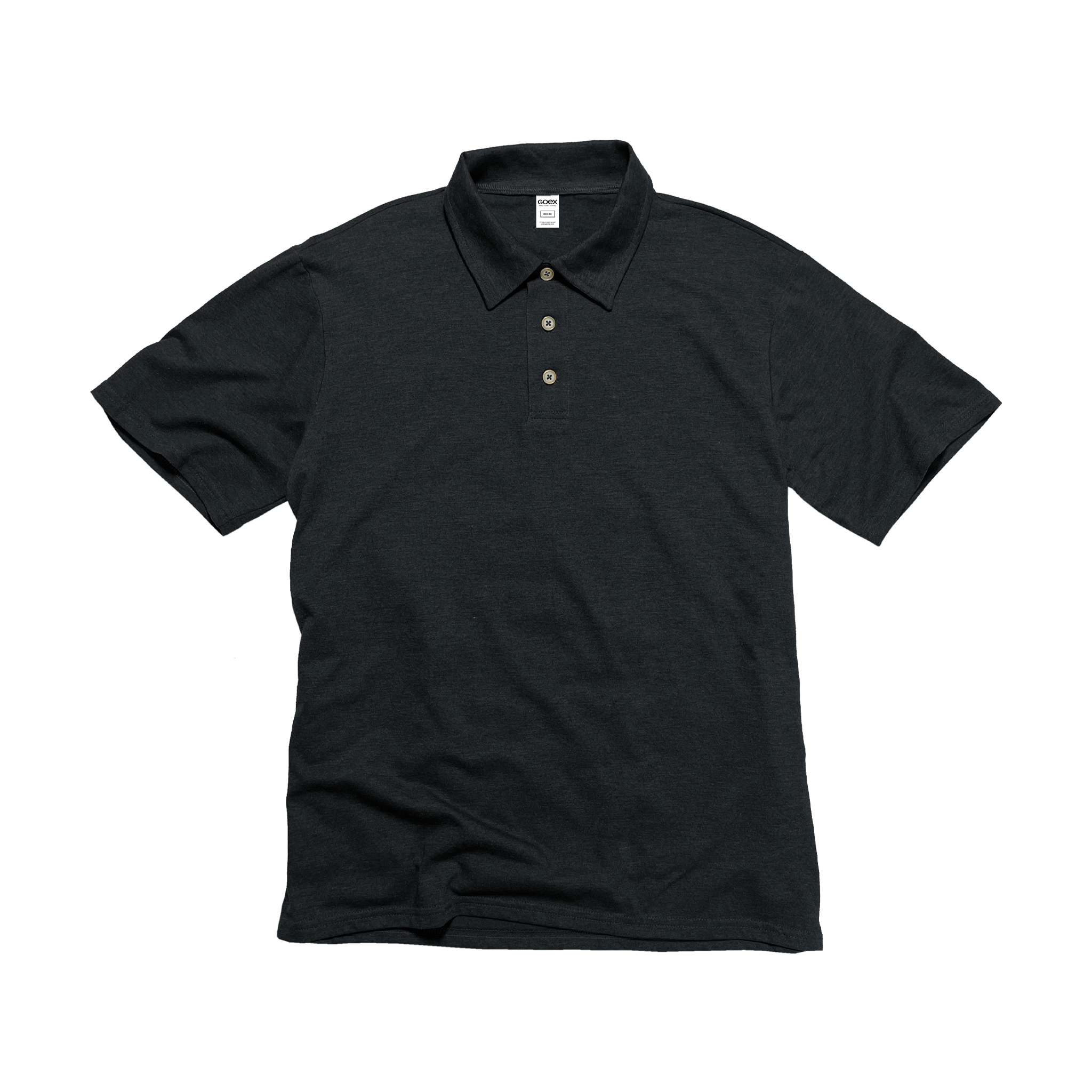 Front Flat Lay of GOEX Unisex and Men's Eco Triblend Polo in Charcoal