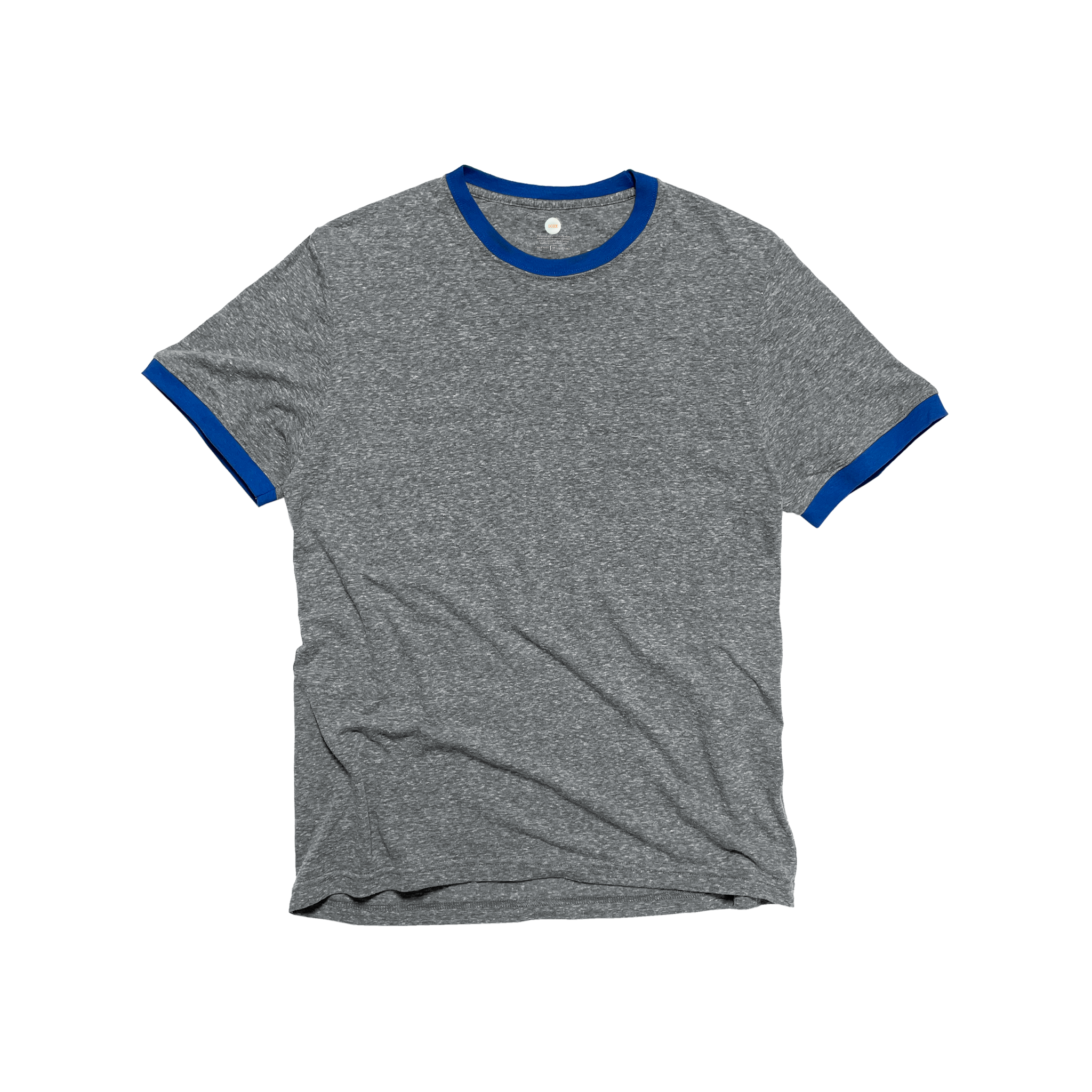 Front Flat Lay of GOEX Unisex and Men's Triblend Ringer Tee in Royal/Heather Grey