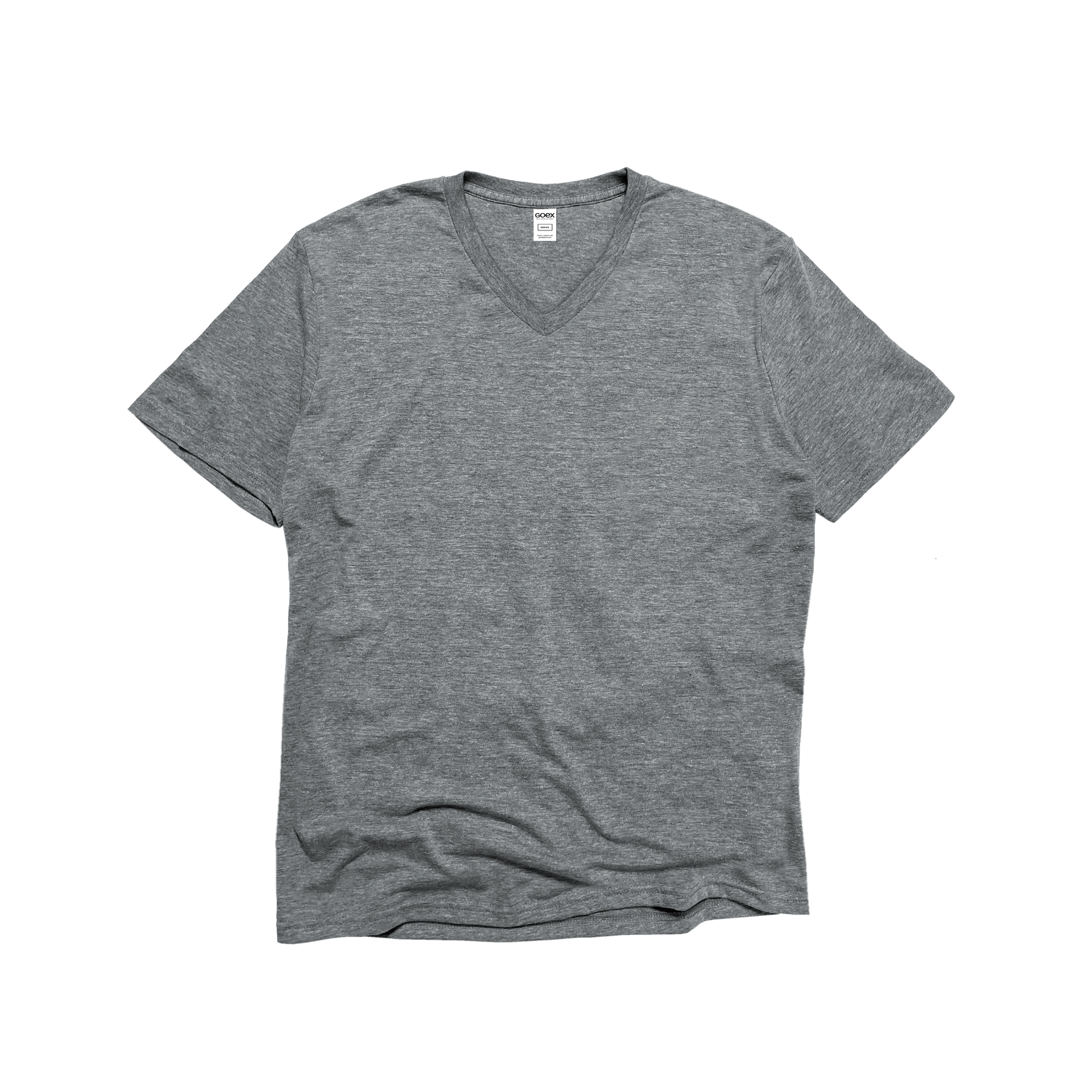 Front Flat Lay of GOEX Unisex and Men's Eco Triblend V Neck Tee in Heather Grey