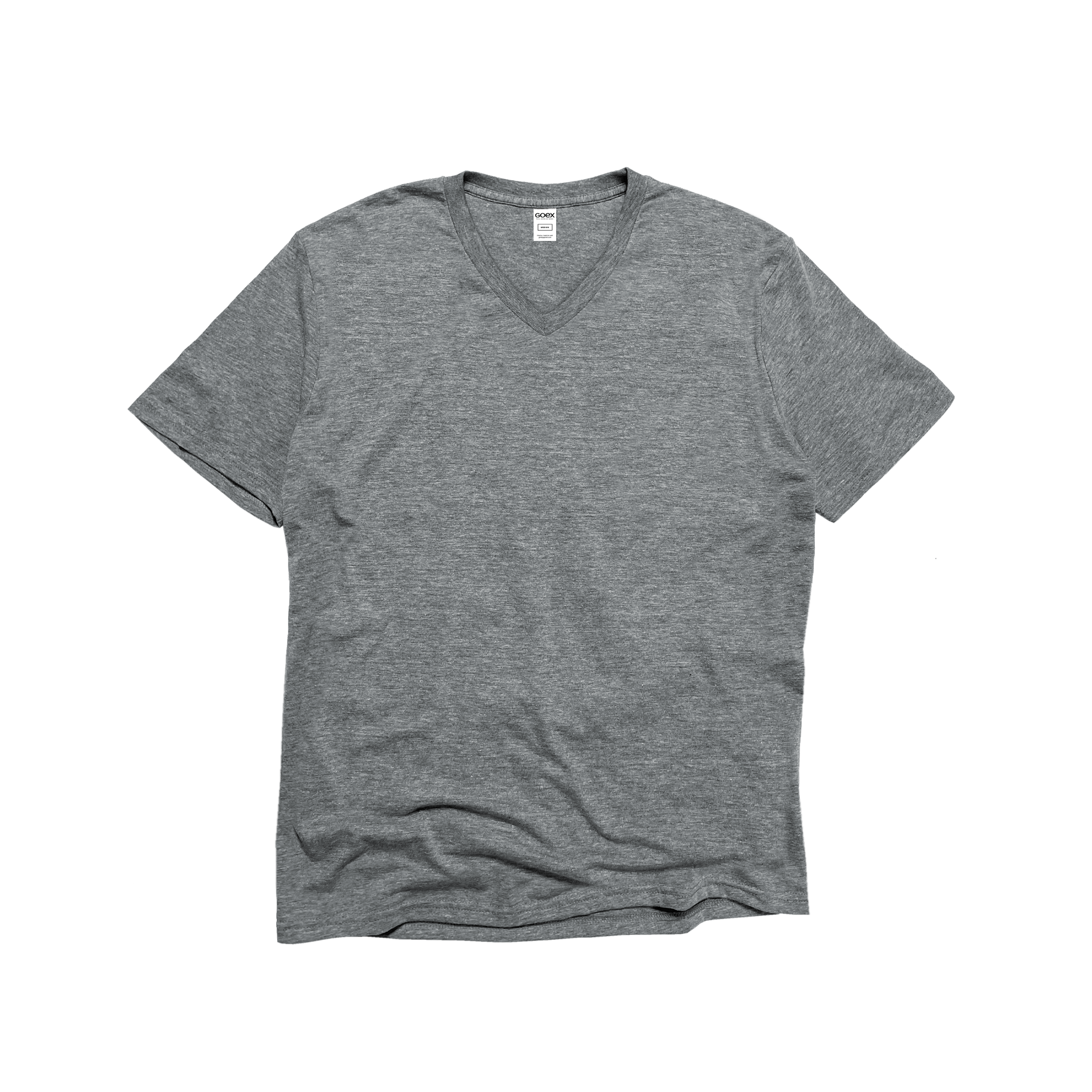 Front Flat Lay of GOEX Unisex and Men's Eco Triblend V Neck Tee in Heather Grey