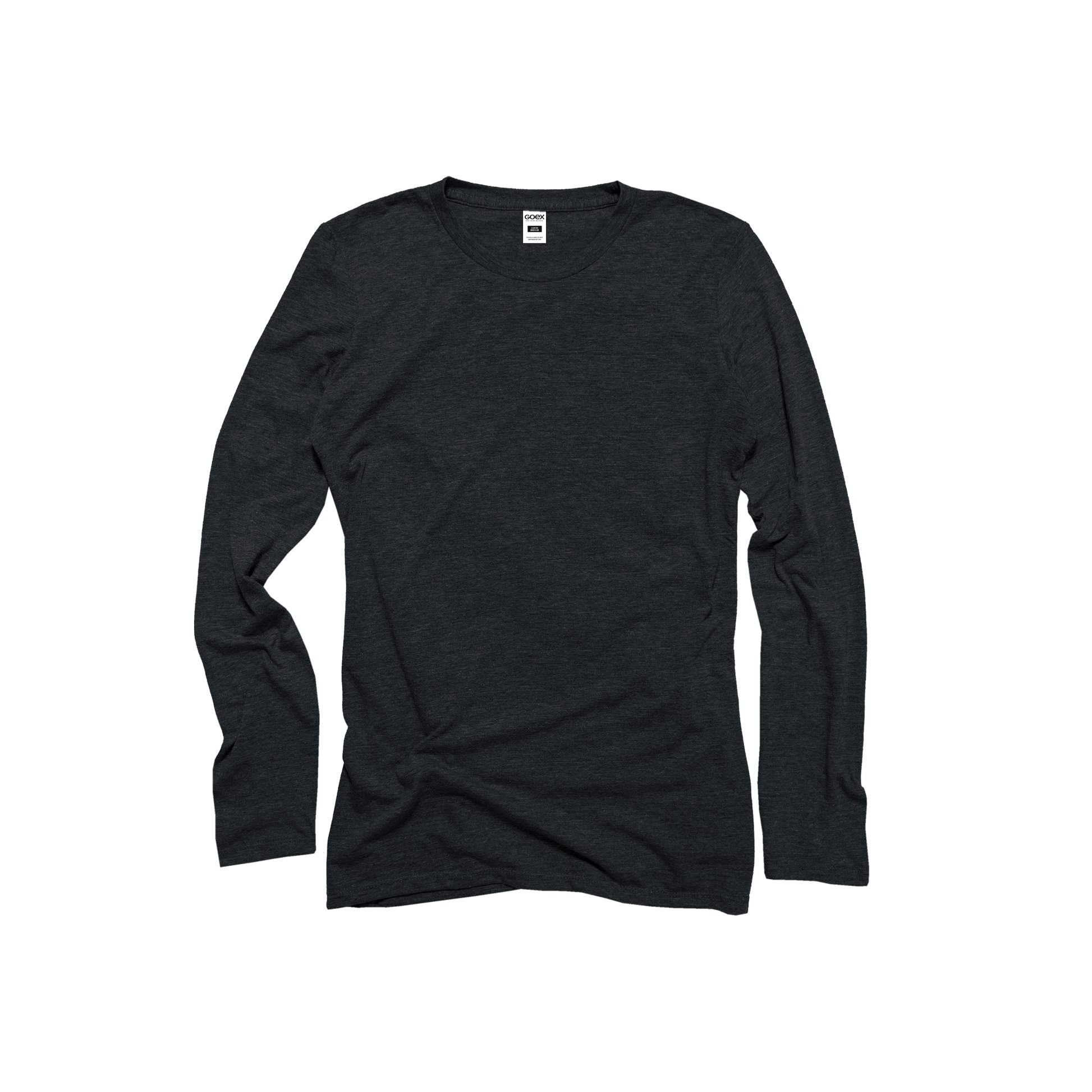 Front Flat Lay of GOEX Ladies Long Sleeve Eco Triblend Tee in Charcoal