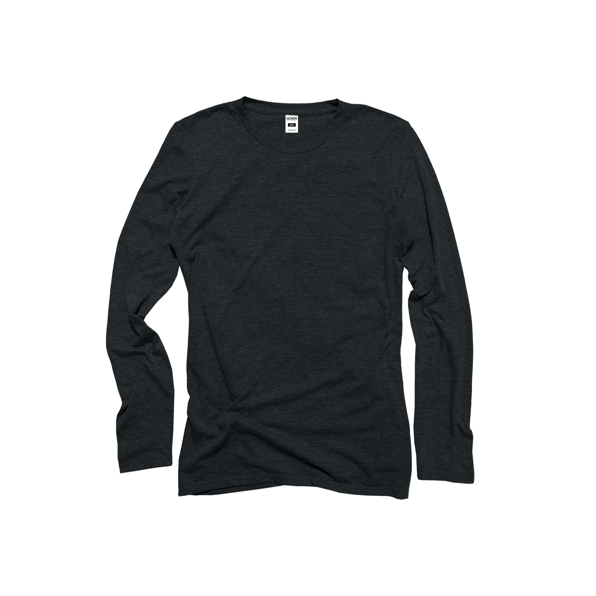 Front Flat Lay of GOEX Ladies Long Sleeve Eco Triblend Tee in Charcoal
