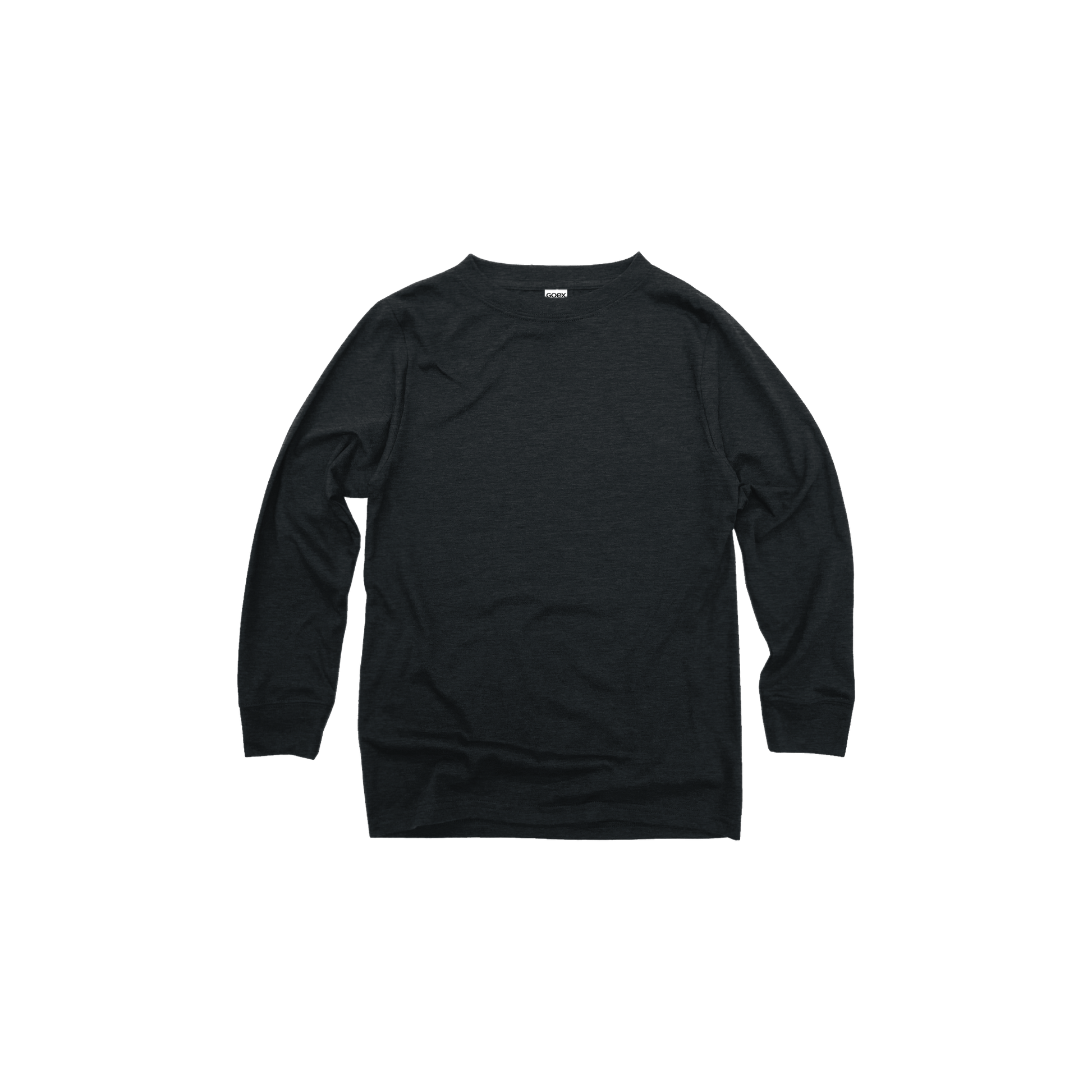 Font Flat Lay of GOEX Youth Eco Triblend Long Sleeve Tee in Charcoal
