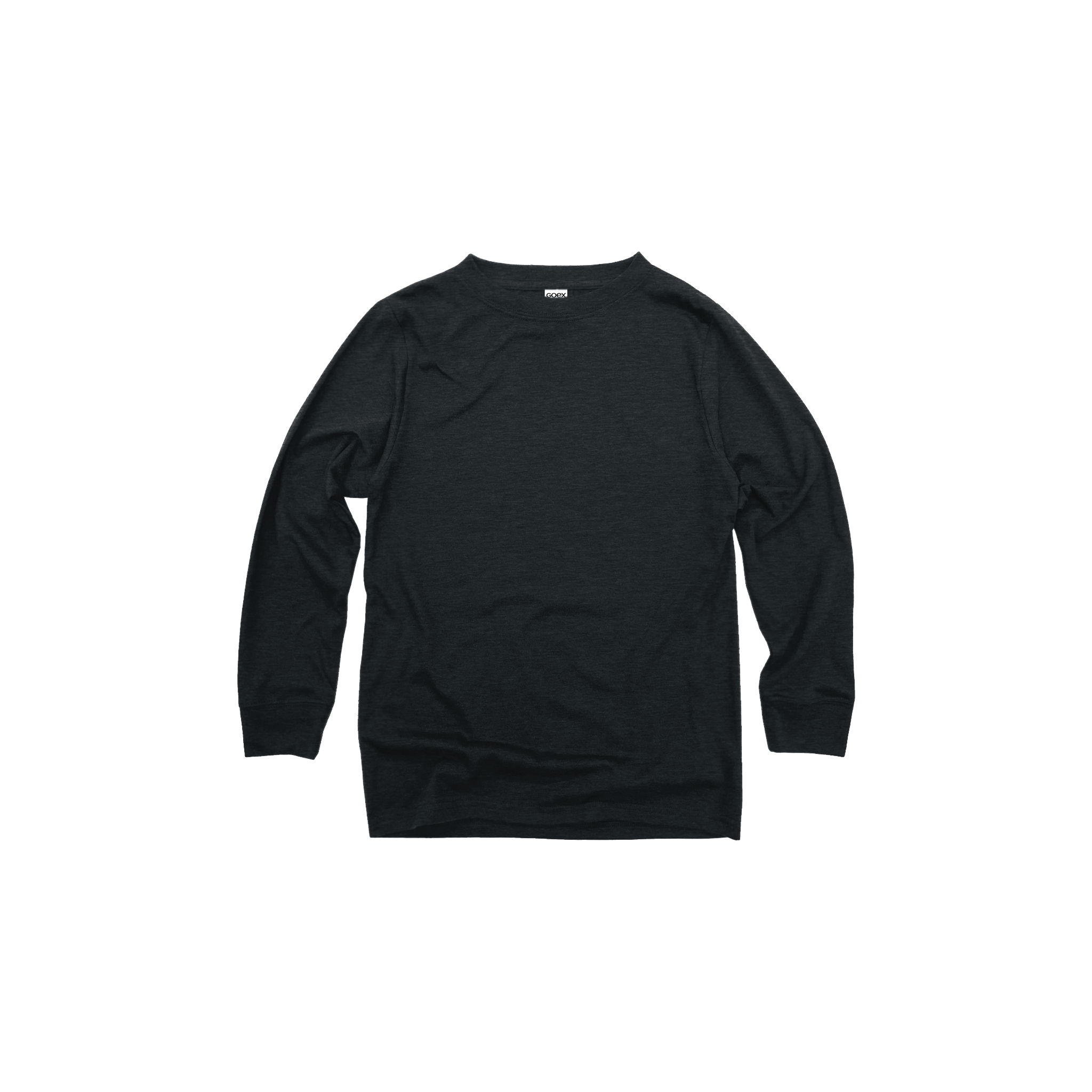 Font Flat Lay of GOEX Youth Eco Triblend Long Sleeve Tee in Charcoal