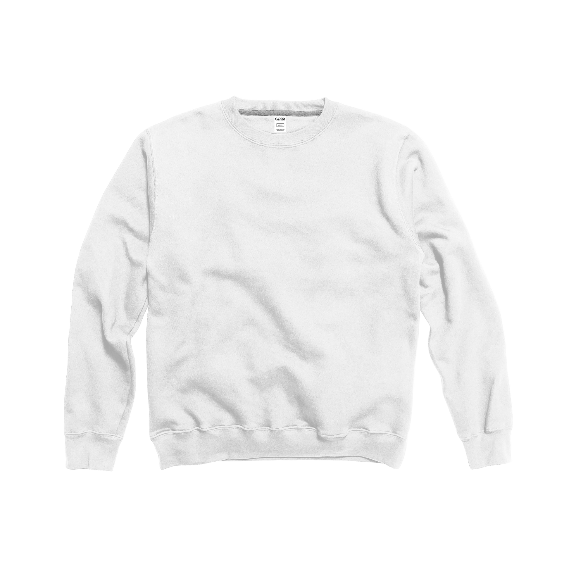 Front Flat Lay of GOEX Unisex and Men's Fleece Crew in White