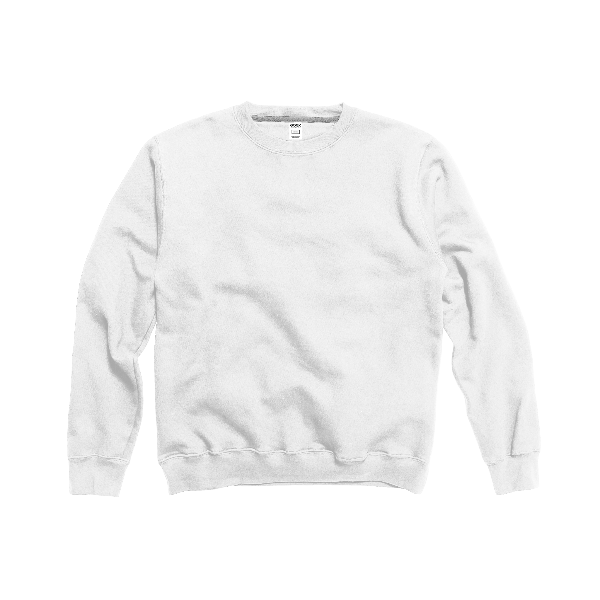 Front Flat Lay of GOEX Unisex and Men's Fleece Crew in White