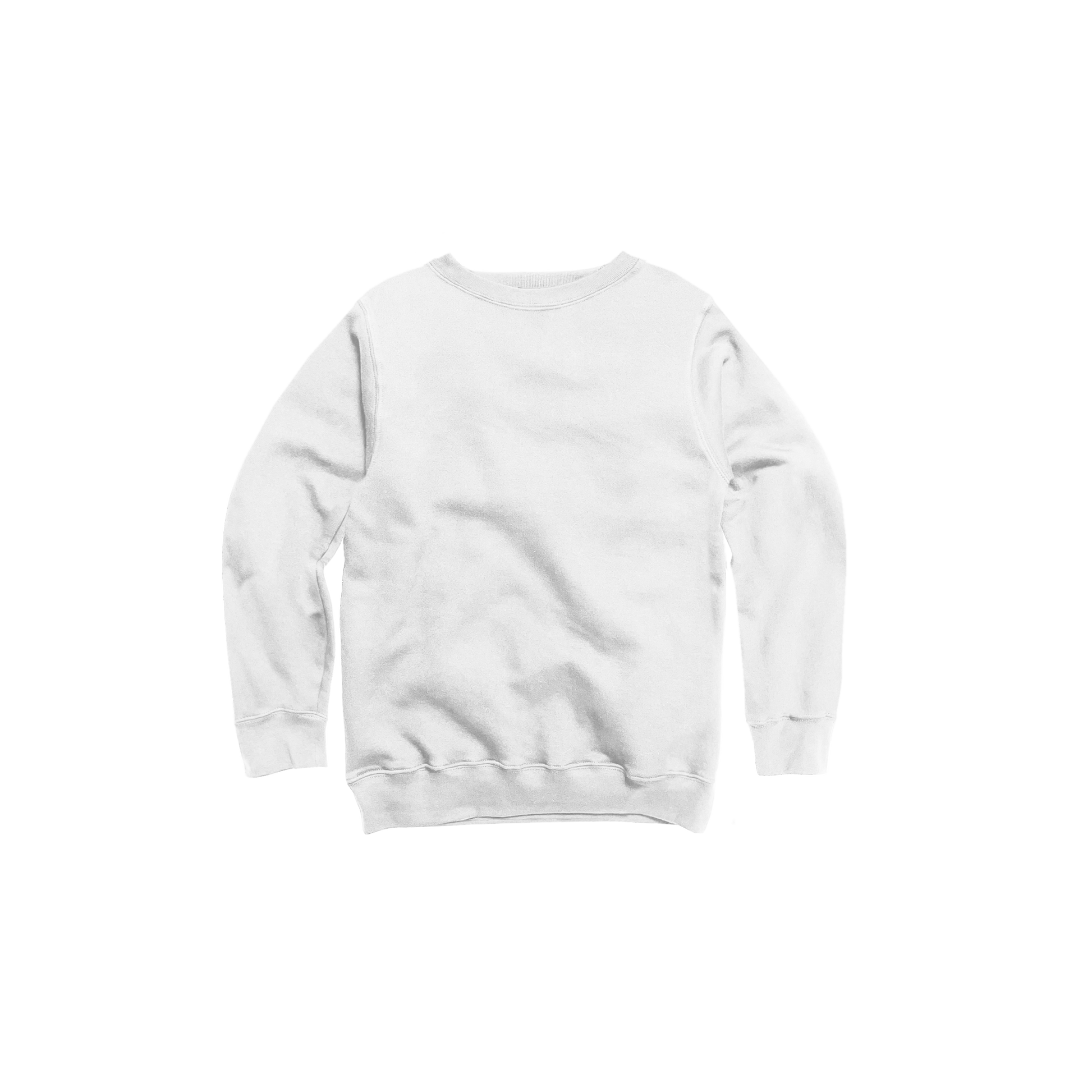 Front Flat Lay of GOEX Youth Fleece Crew in White