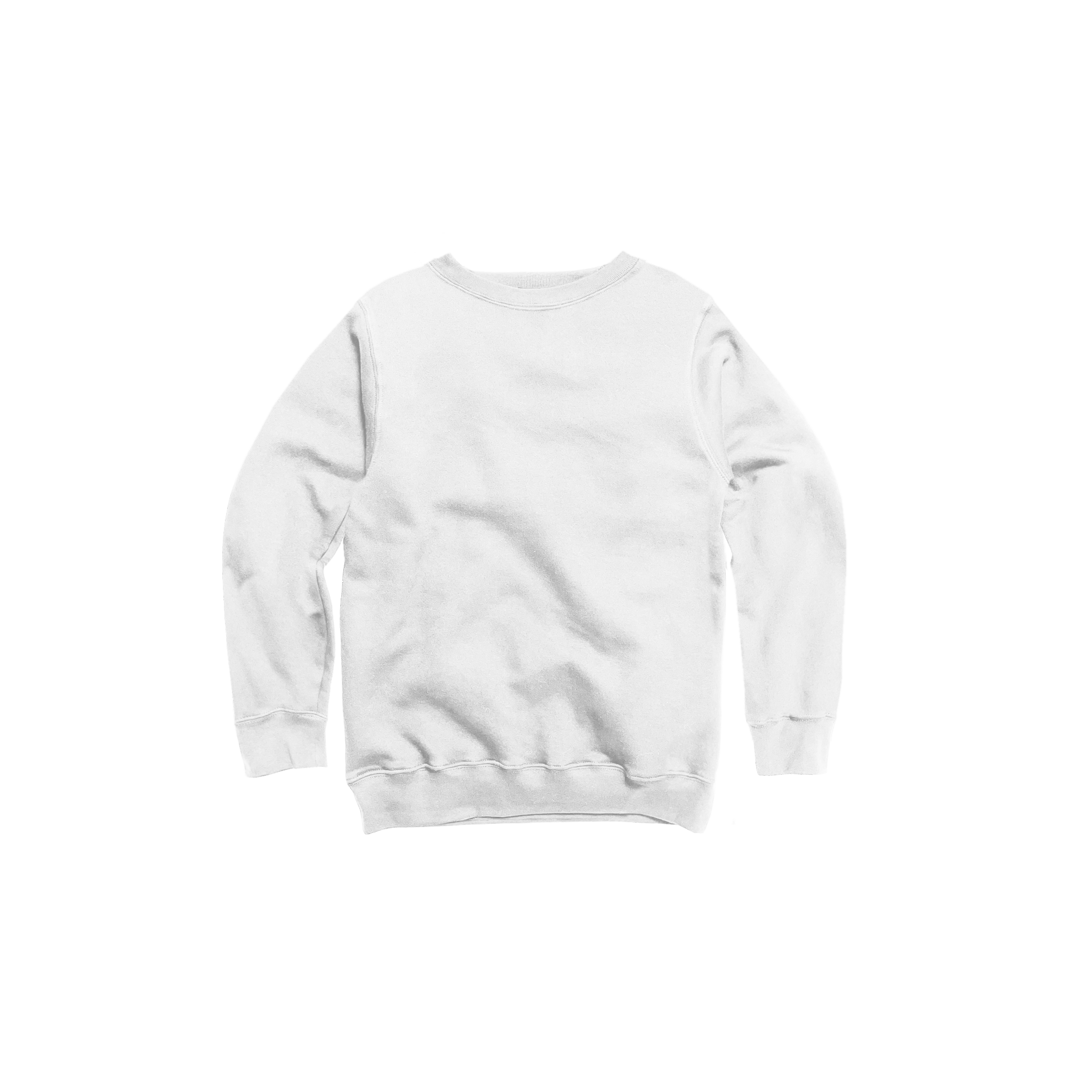Front Flat Lay of GOEX Youth Fleece Crew in White