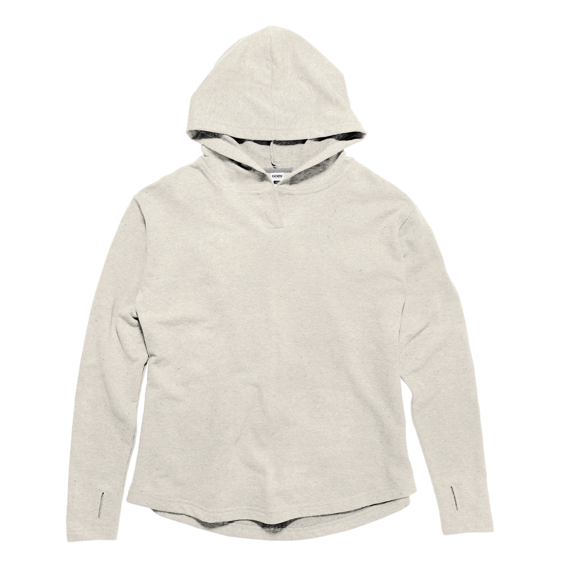 Front Flat Lay of GOEX Ladies Fleece Hoodie in Ivory