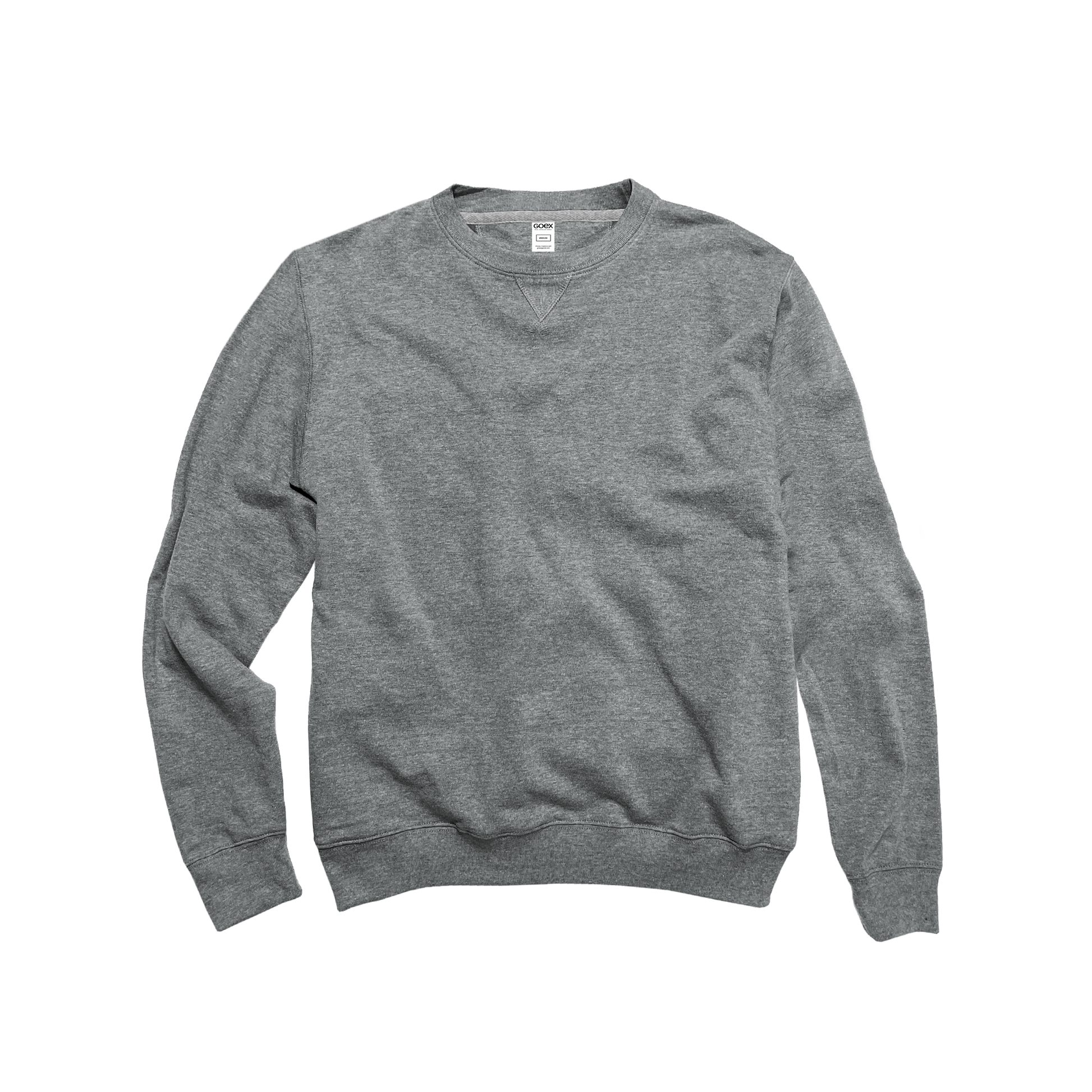Front Flat Lay of GOEX Unisex and Men's Fleece Crew in Heather Grey