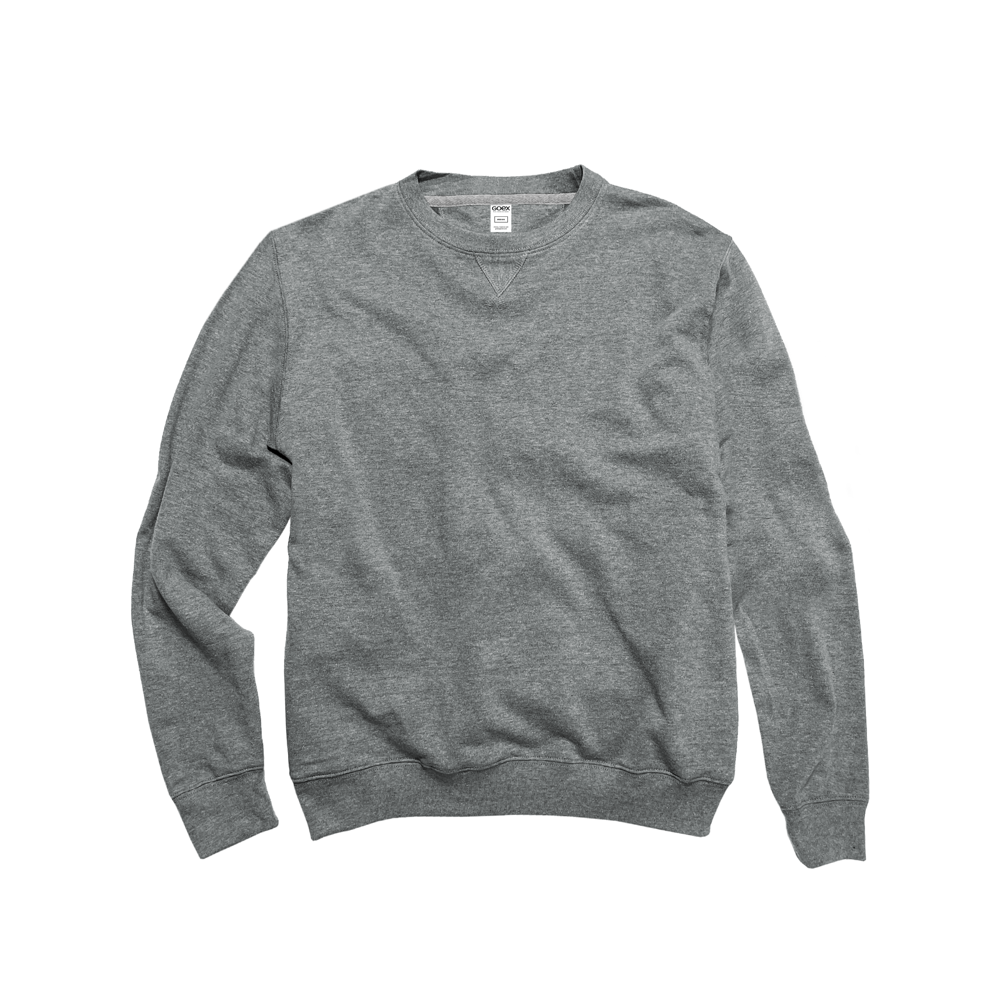 Front Flat Lay of GOEX Unisex and Men's Fleece Crew in Heather Grey