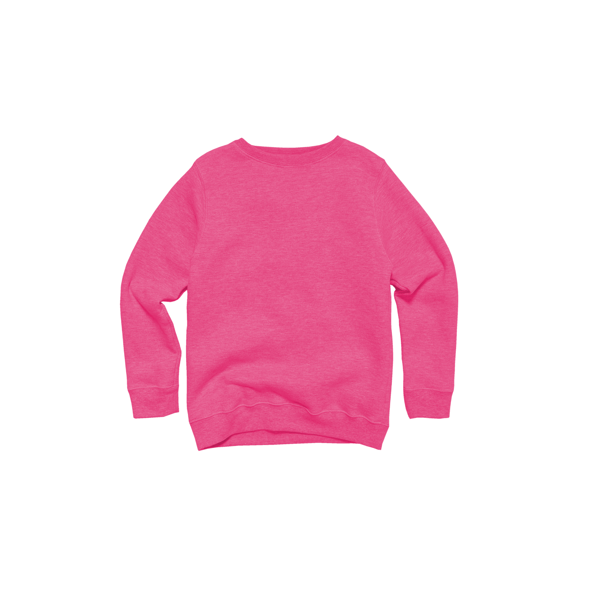 Front Flat Lay of GOEX Youth Fleece Crew in Neon Pink
