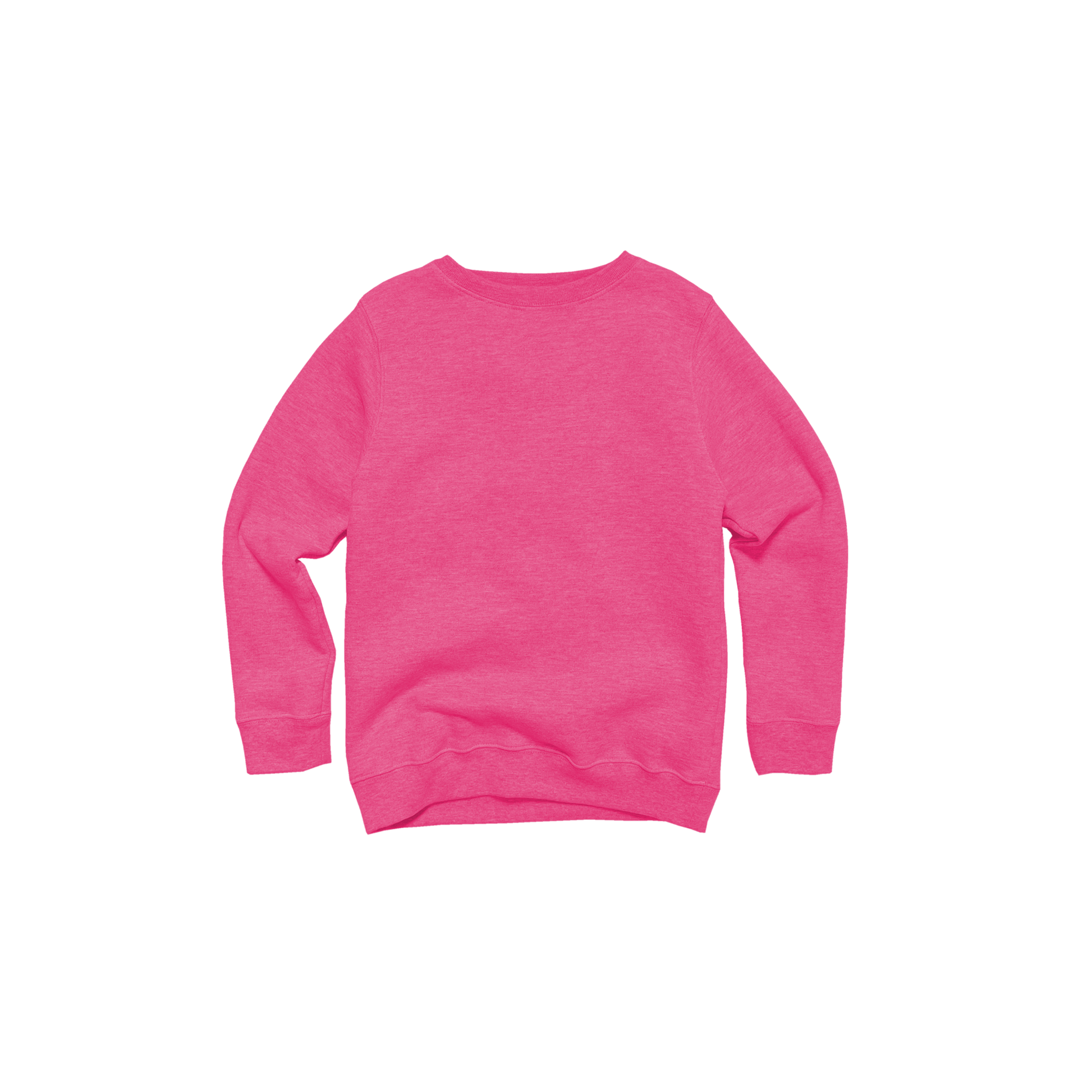 Front Flat Lay of GOEX Youth Fleece Crew in Neon Pink