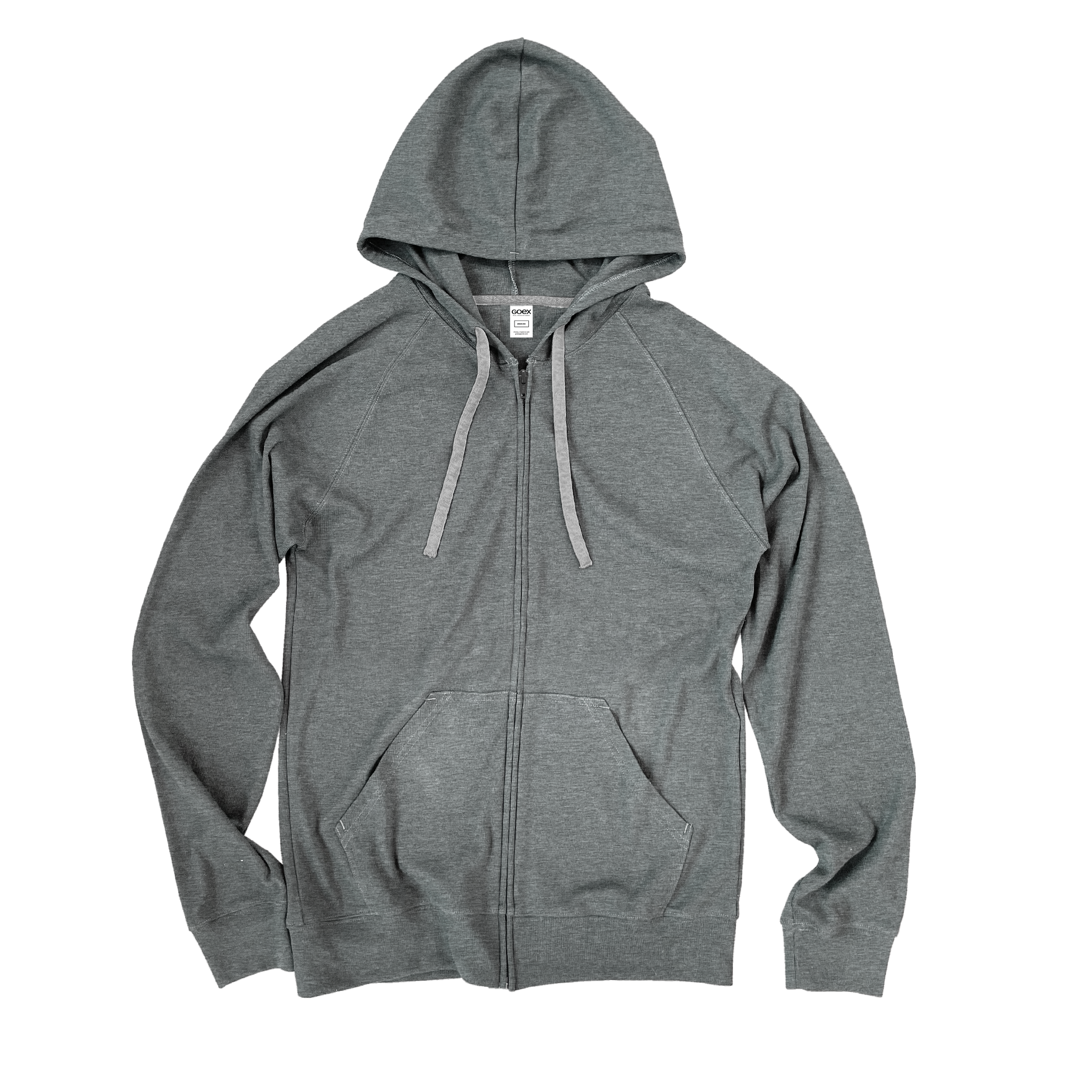 Flat Lay of GOEX Unisex and Men's Rib Full Zip in Heather Grey