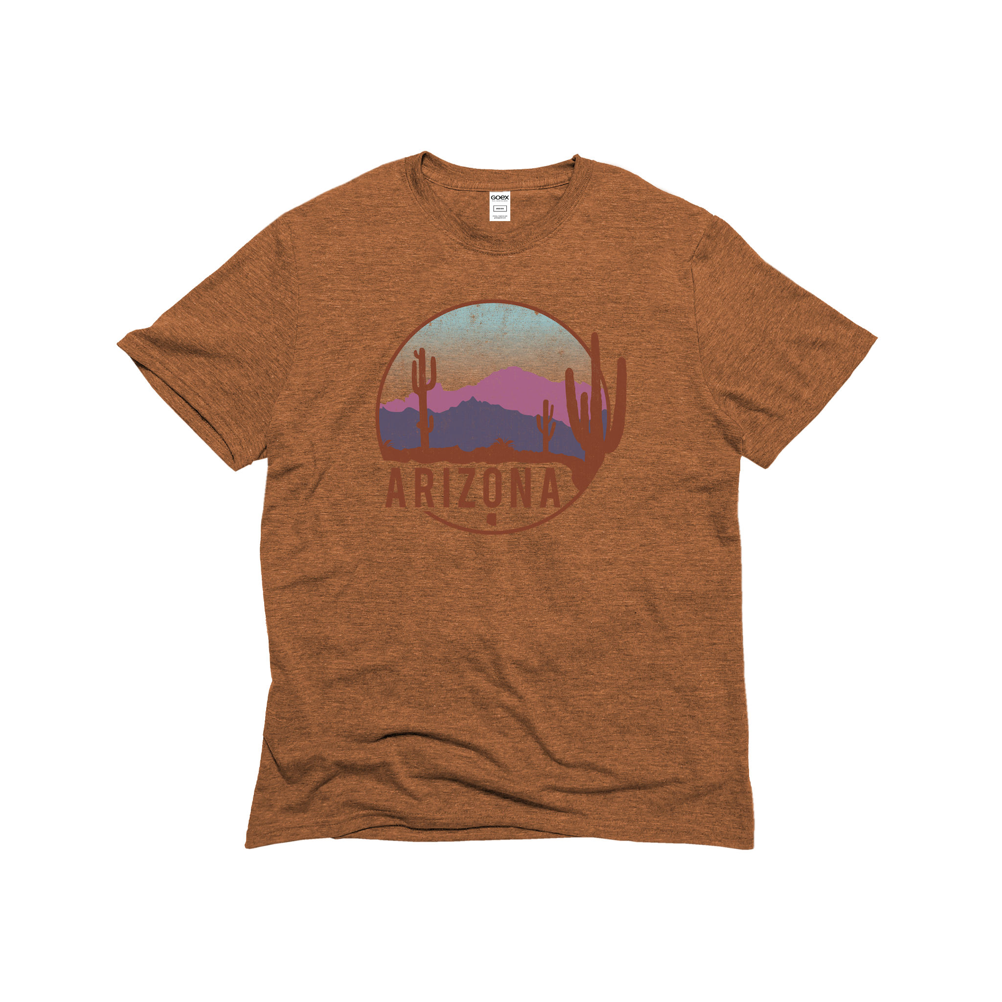 Flat Lay of GOEX Unisex and Men's Arizona Eco Triblend Graphic Tee in Amber