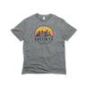 Flat Lay of GOEX Unisex and Men's Austin Skyline Eco Triblend Graphic Tee in Heather Grey