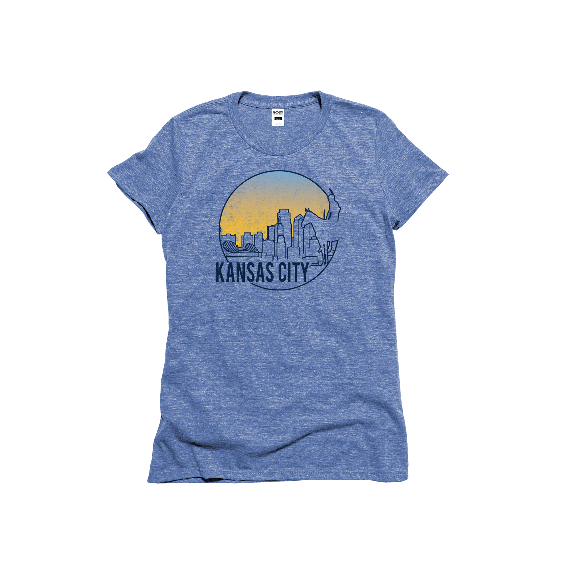 Flat Lay of GOEX Ladies KC Scout Eco Triblend Graphic Tee in Light Blue