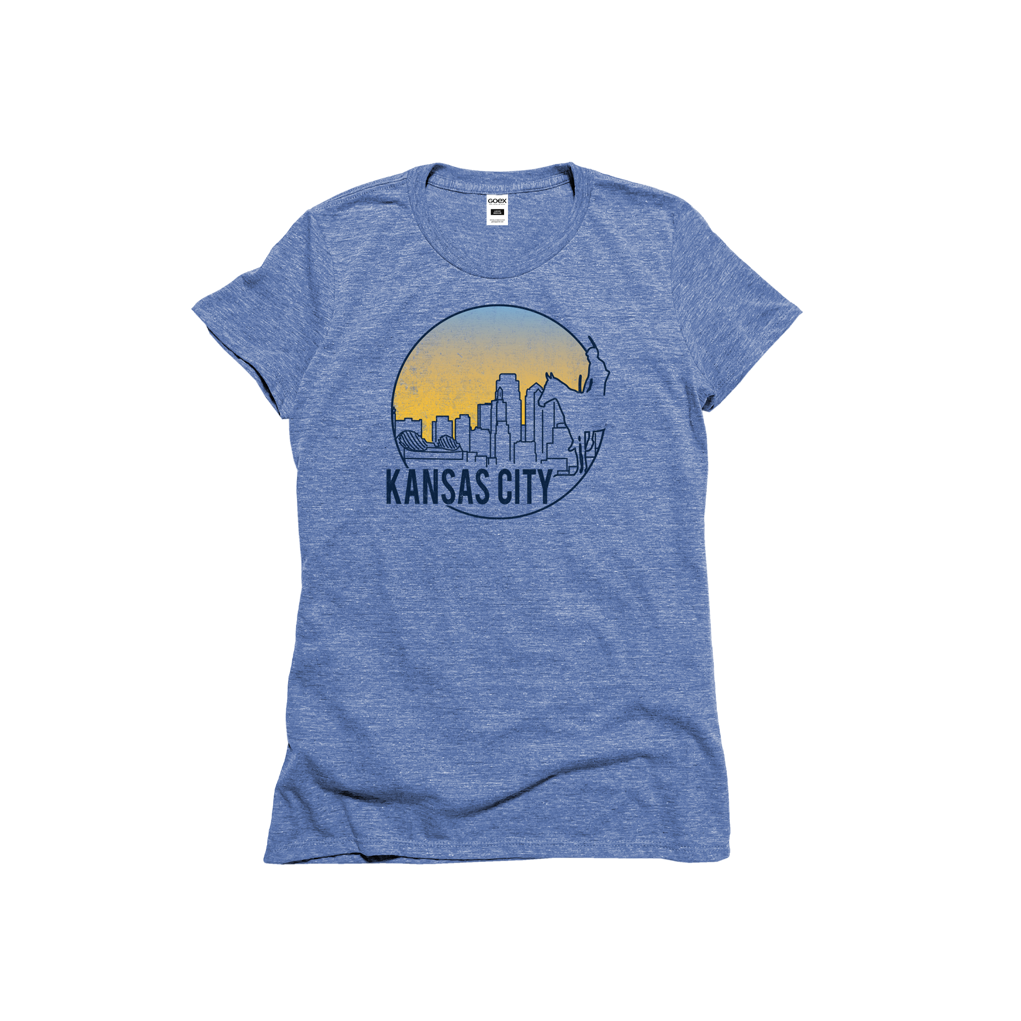 Flat Lay of GOEX Ladies KC Scout Eco Triblend Graphic Tee in Light Blue