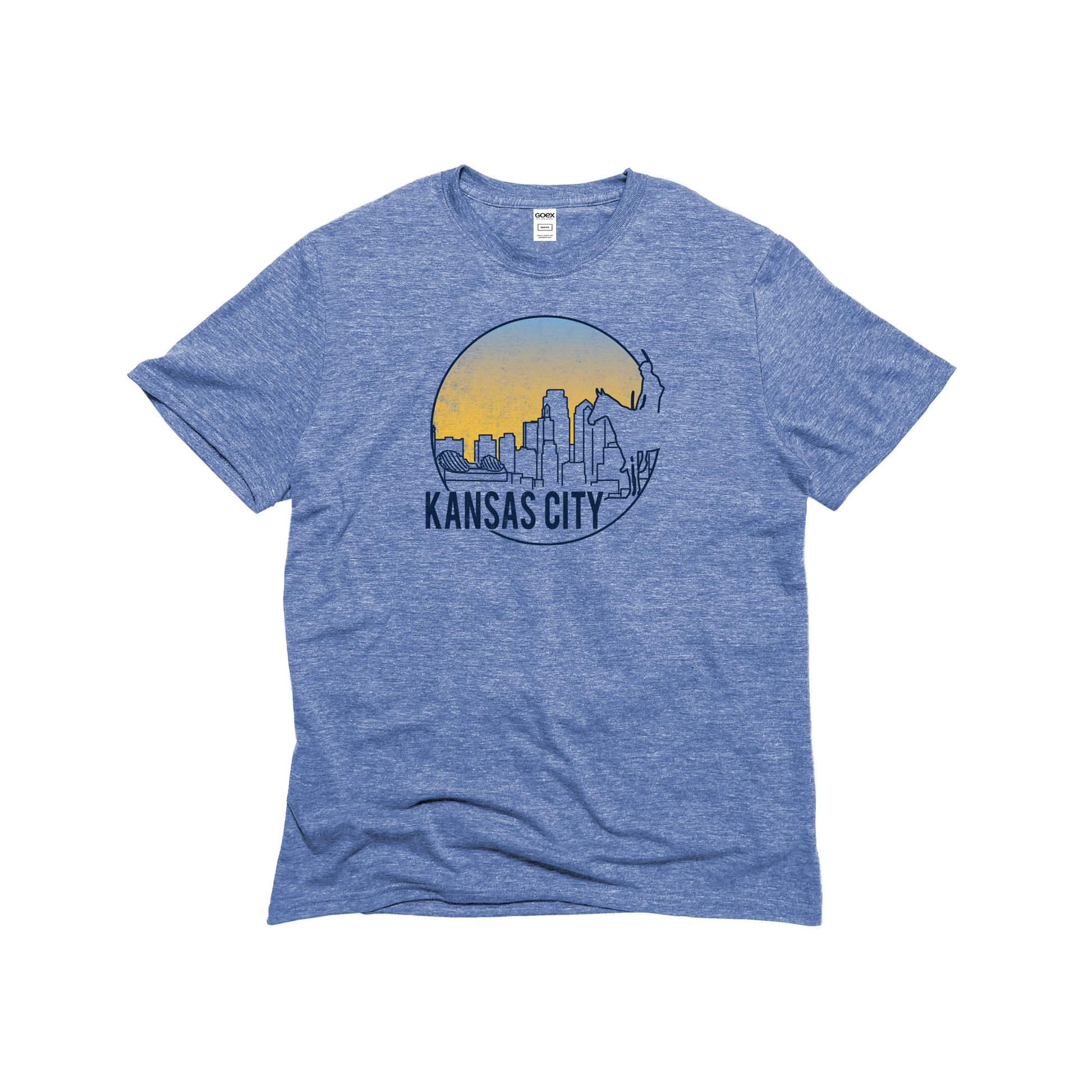 Flat Lay of GOEX Unisex and Men's KC Scout Eco Triblend Graphic Tee in Light Blue