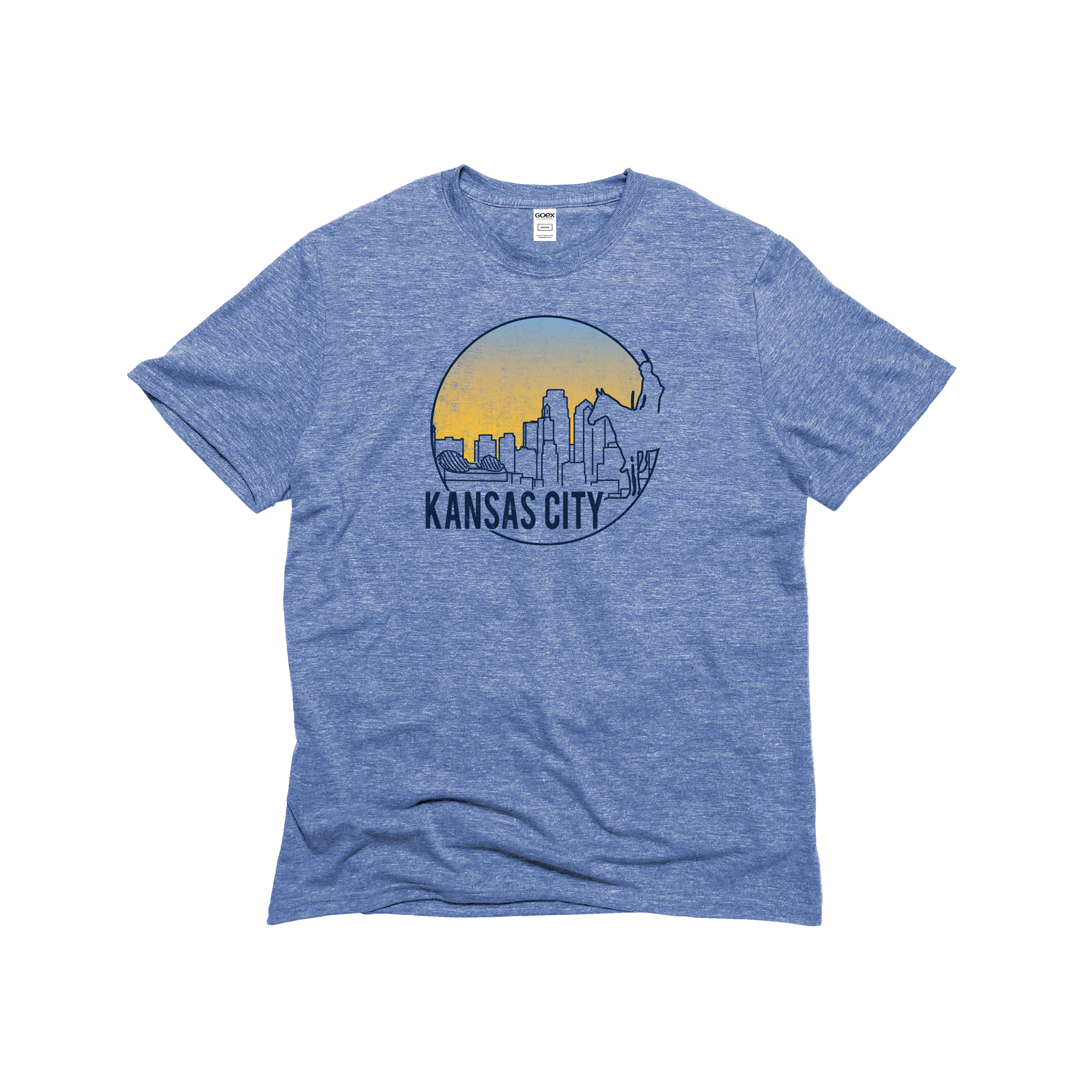 Flat Lay of GOEX Unisex and Men's KC Scout Eco Triblend Graphic Tee in Light Blue