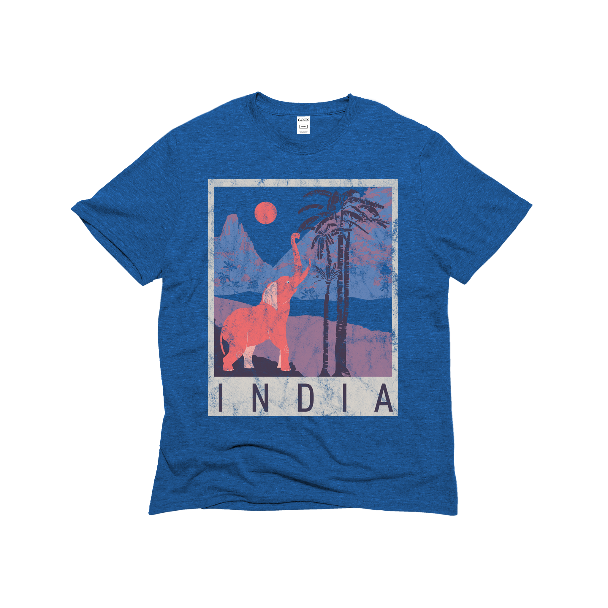 Flat Lay of GOEX Unisex and Men's India Eco Triblend Graphic Tee in Royal